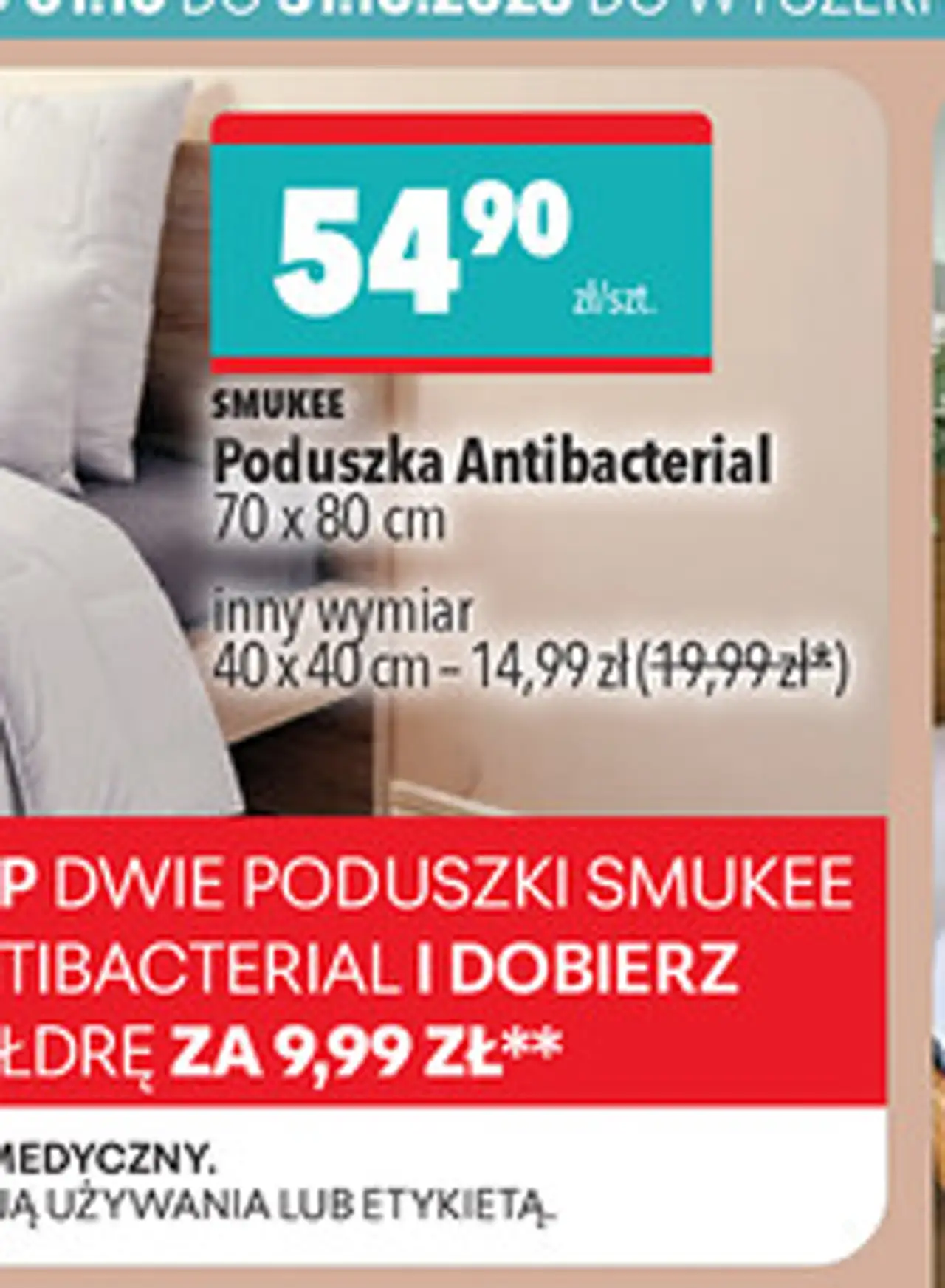 Poduszka Antibacterial Smukee 70 x 80 cm
