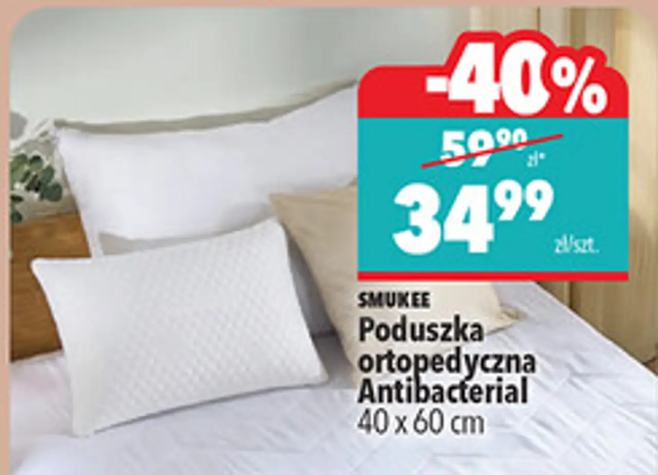 Poduszka ortopedyczna Antibacterial Smukee 40 x 60 cm