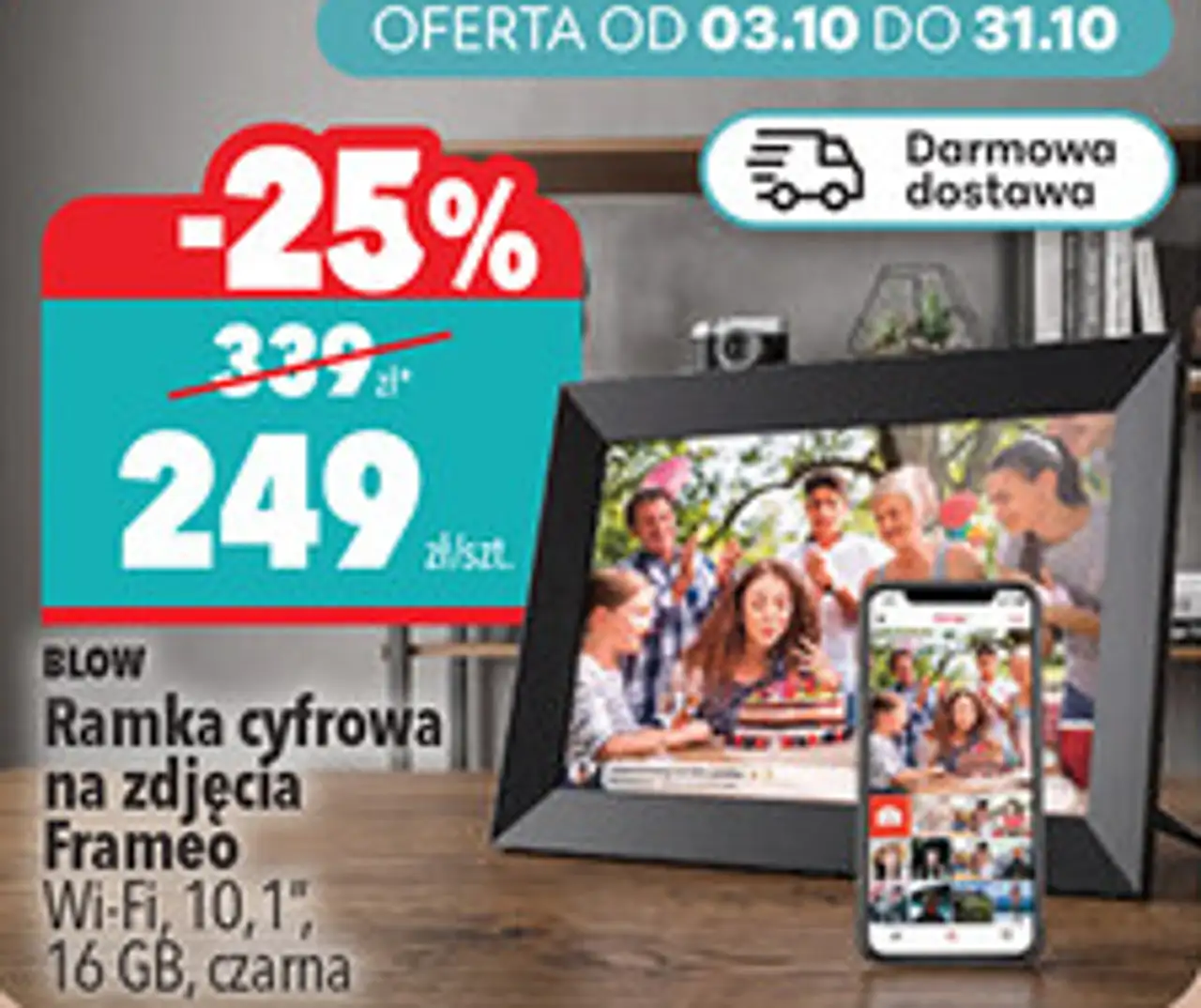 Ramka cyfrowa na zdjęcia Frameo Blow