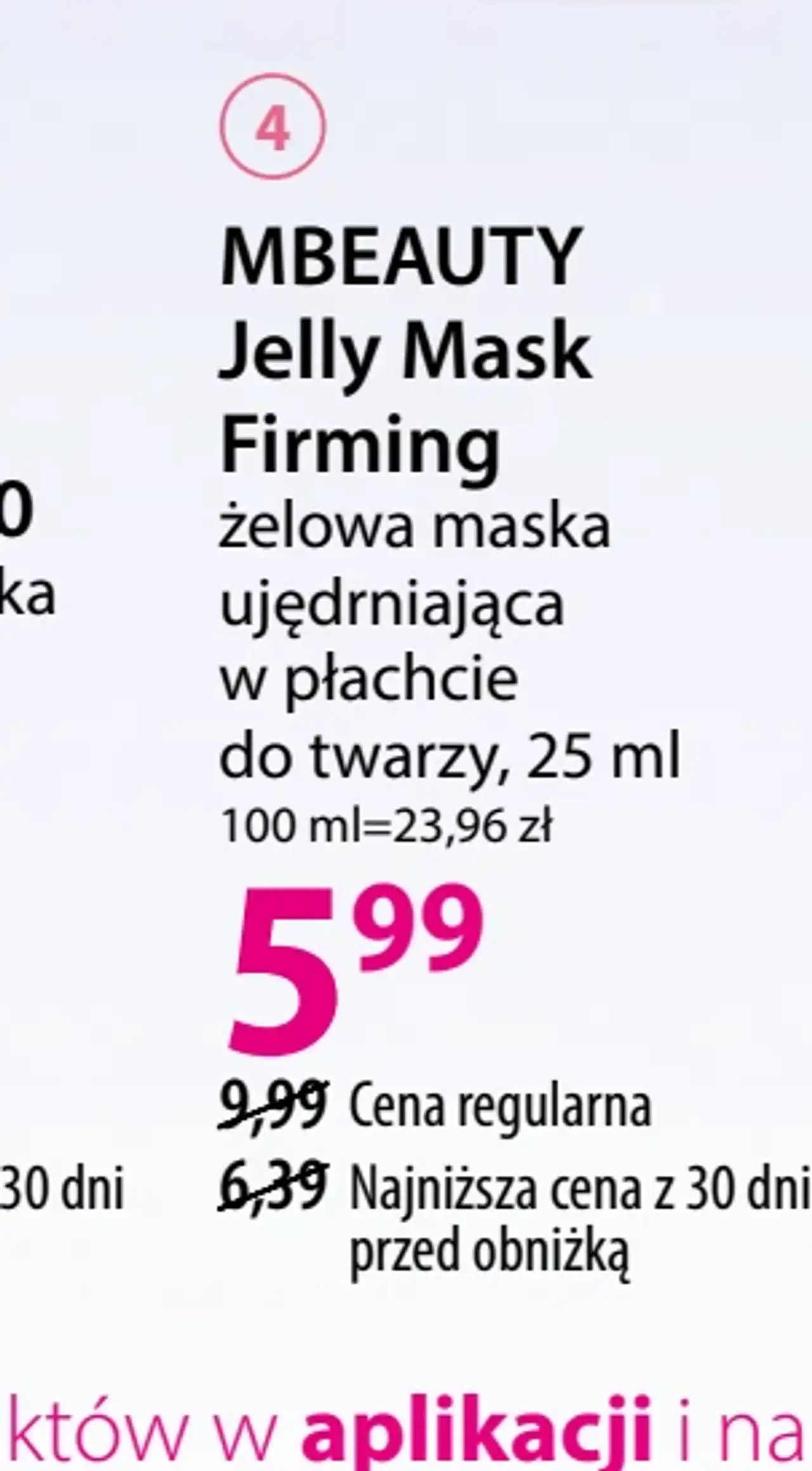 MBEAUTY Jelly Mask Firming żelowa maska ujędrniająca w płachcie do twarzy, 25 ml