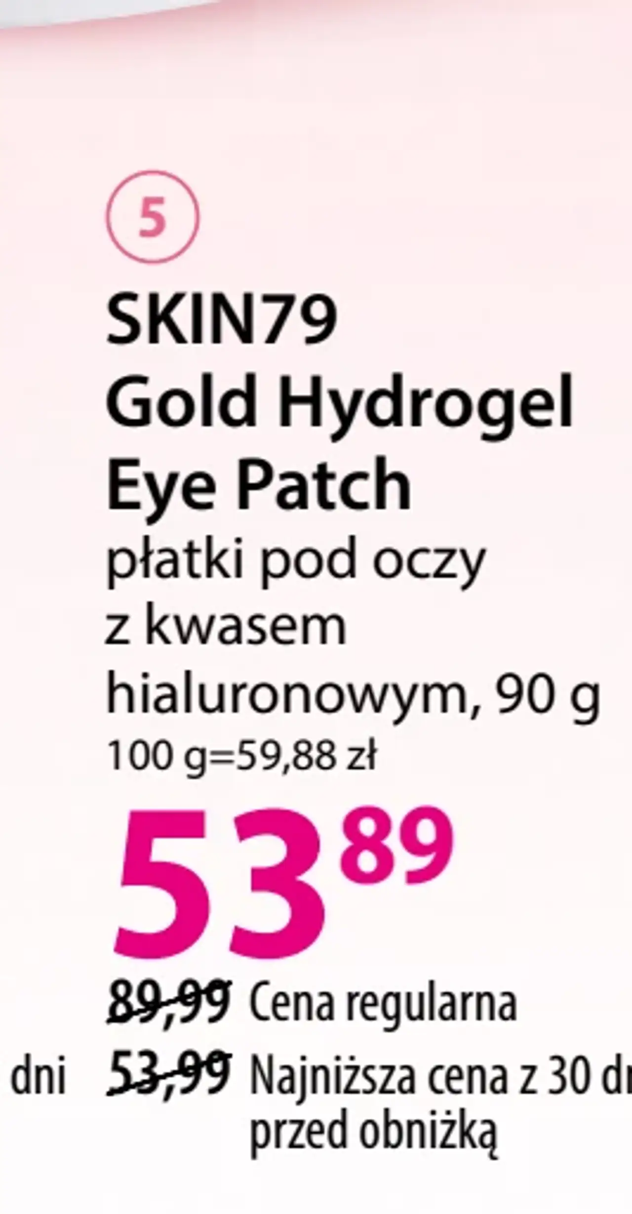 SKIN79 Gold Hydrogel Eye Patch płatki pod oczy z kwasem hialuronowym