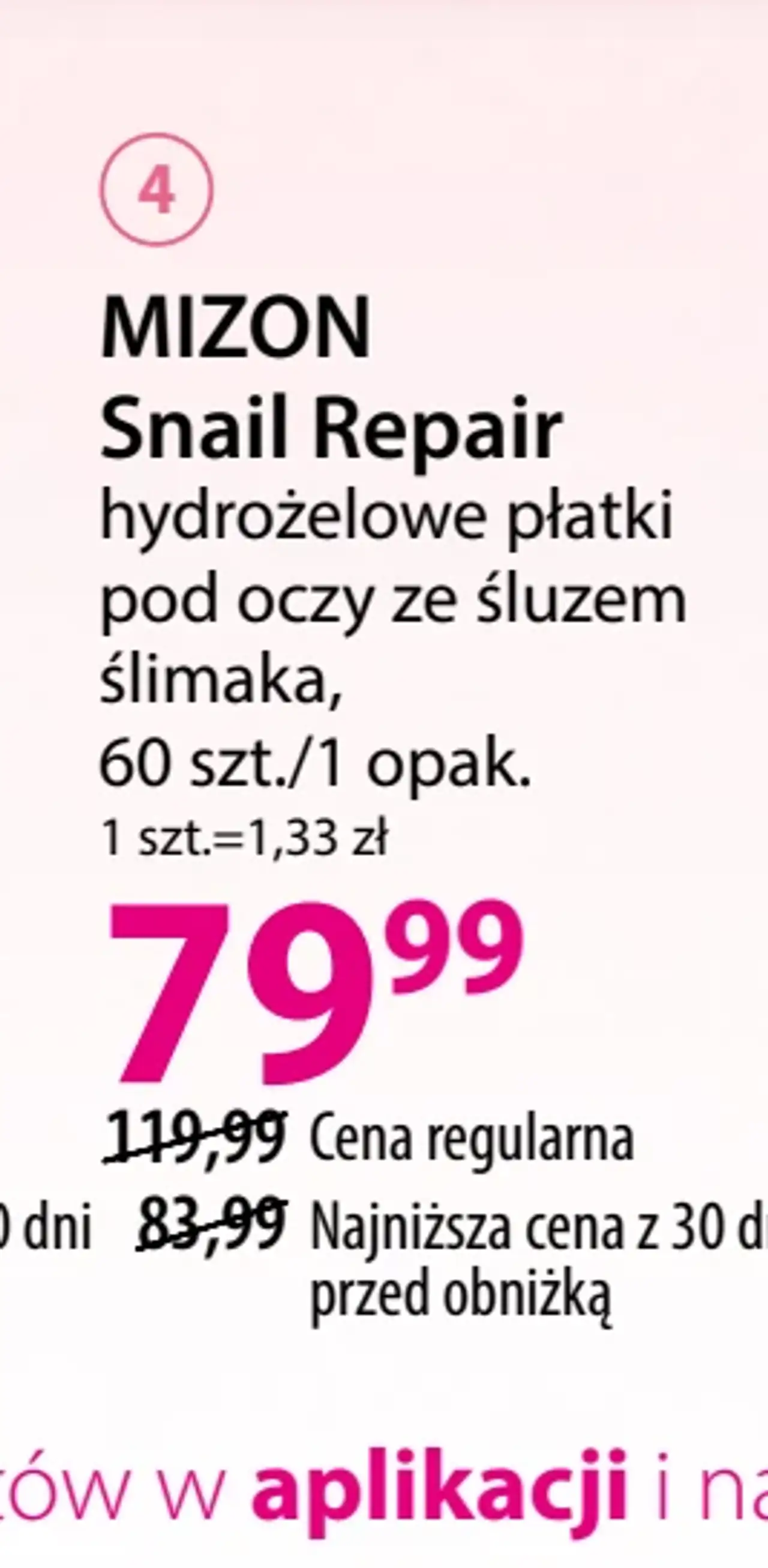 MIZON Snail Repair hydrożelowe płatki pod oczy ze śluzem ślimaka
