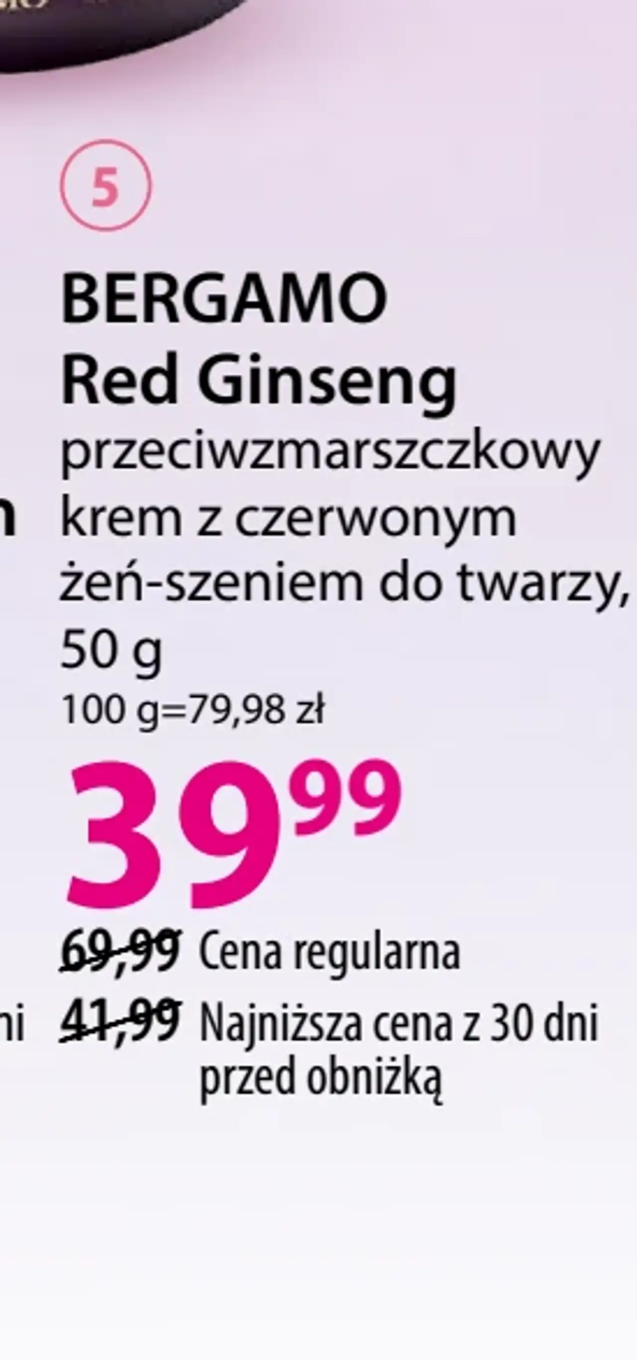 BERGAMO Red Ginseng przeciwzmarszczkowy krem z czerwonym żeń-szeniem do twarzy, 50 g