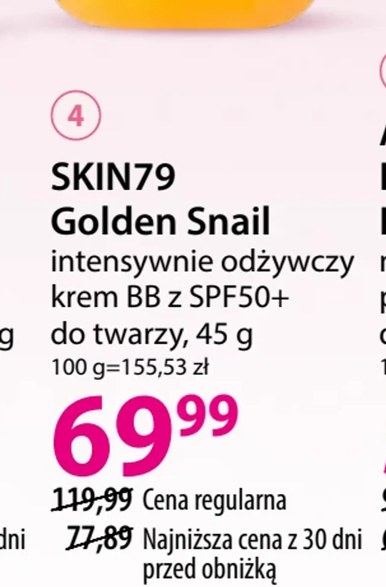 SKIN79 Golden Snail intensywnie odżywczy krem BB z SPF50+ do twarzy, 45 g