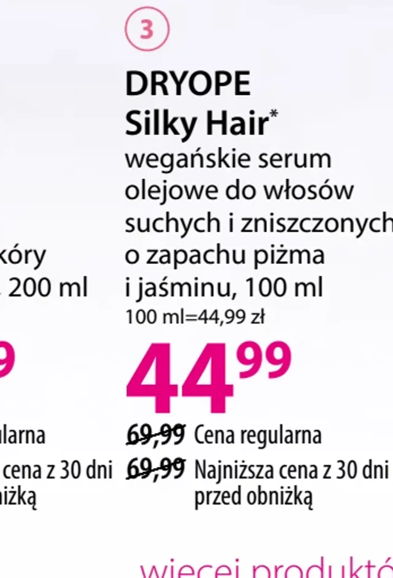 DRYOPE Silky Hair wegańskie serum olejowe do włosów suchych i zniszczonych o zapachu piżma i jaśminu, 100 ml