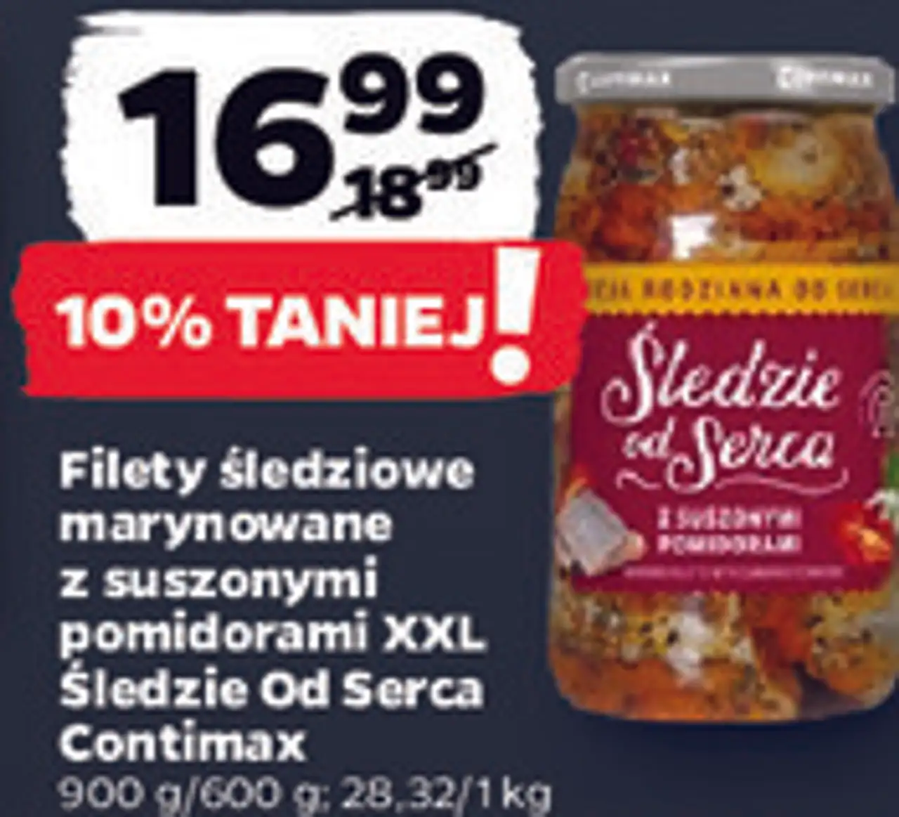 Filety śledziowe marynowane z suszonymi pomidorami XXL Śledzie od Serca Contimax