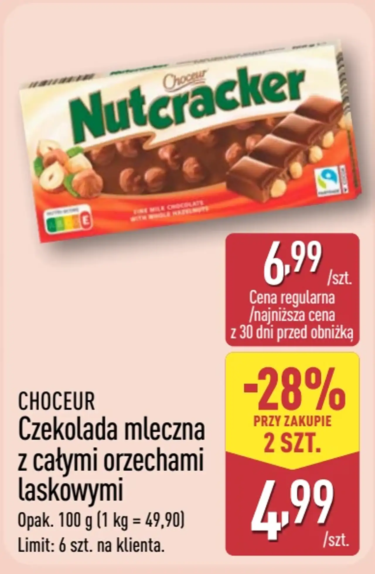 CHOCEUR Czekolada mleczna z całymi orzechami laskowymi
