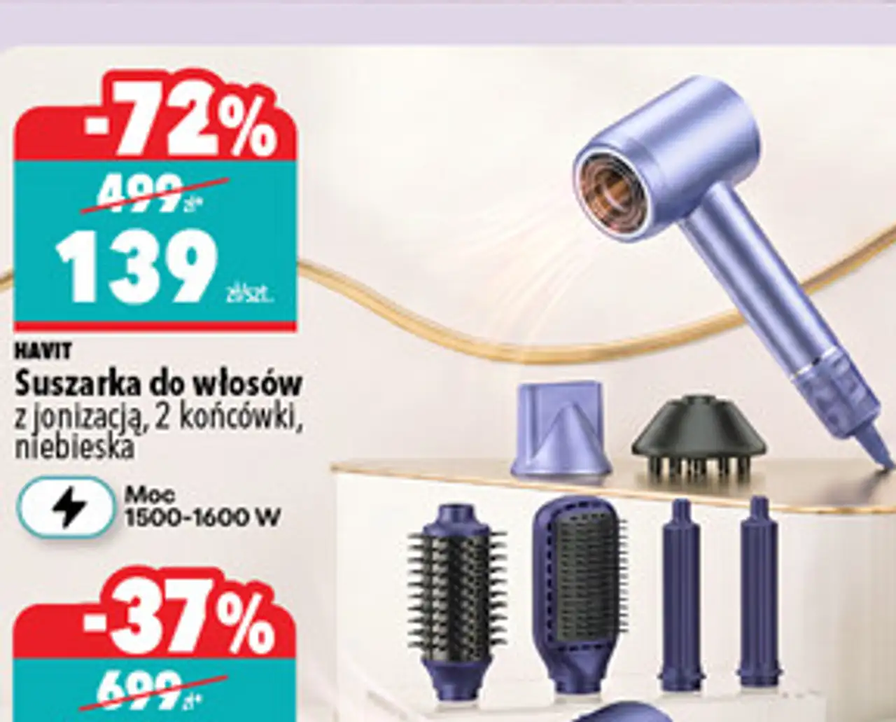 HAVIT Suszarka do włosów z jonizacją, 2 końcówki, niebieska