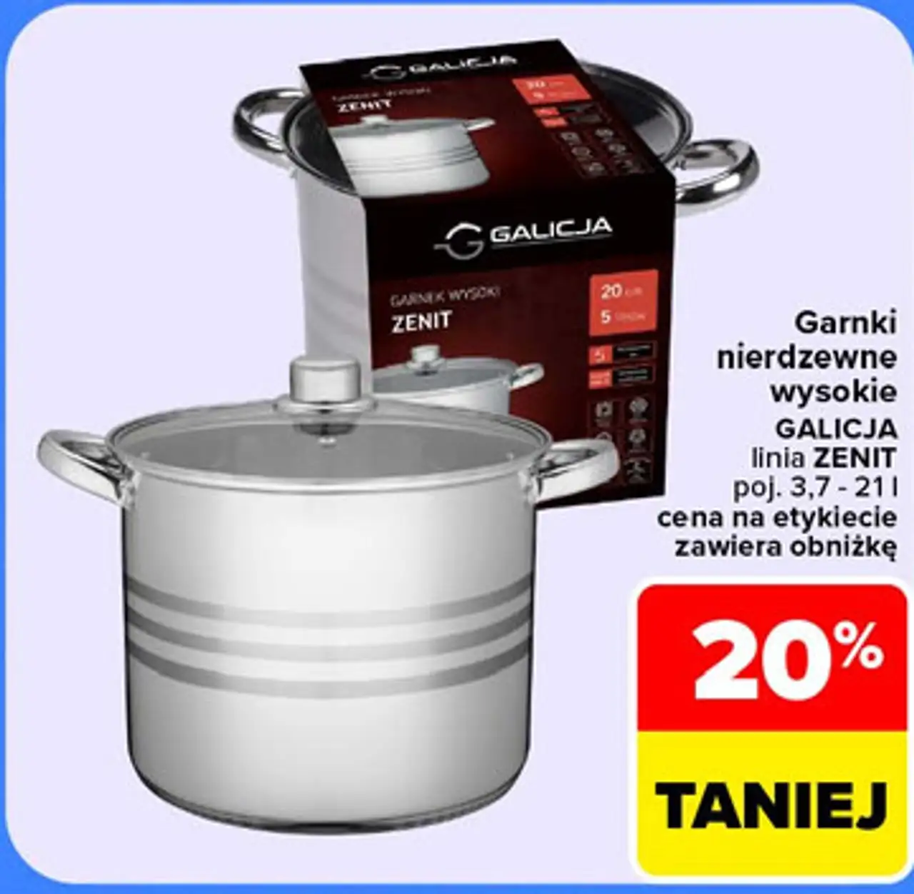 Garnki nierdzewne wysokie Galicja linia Zenit