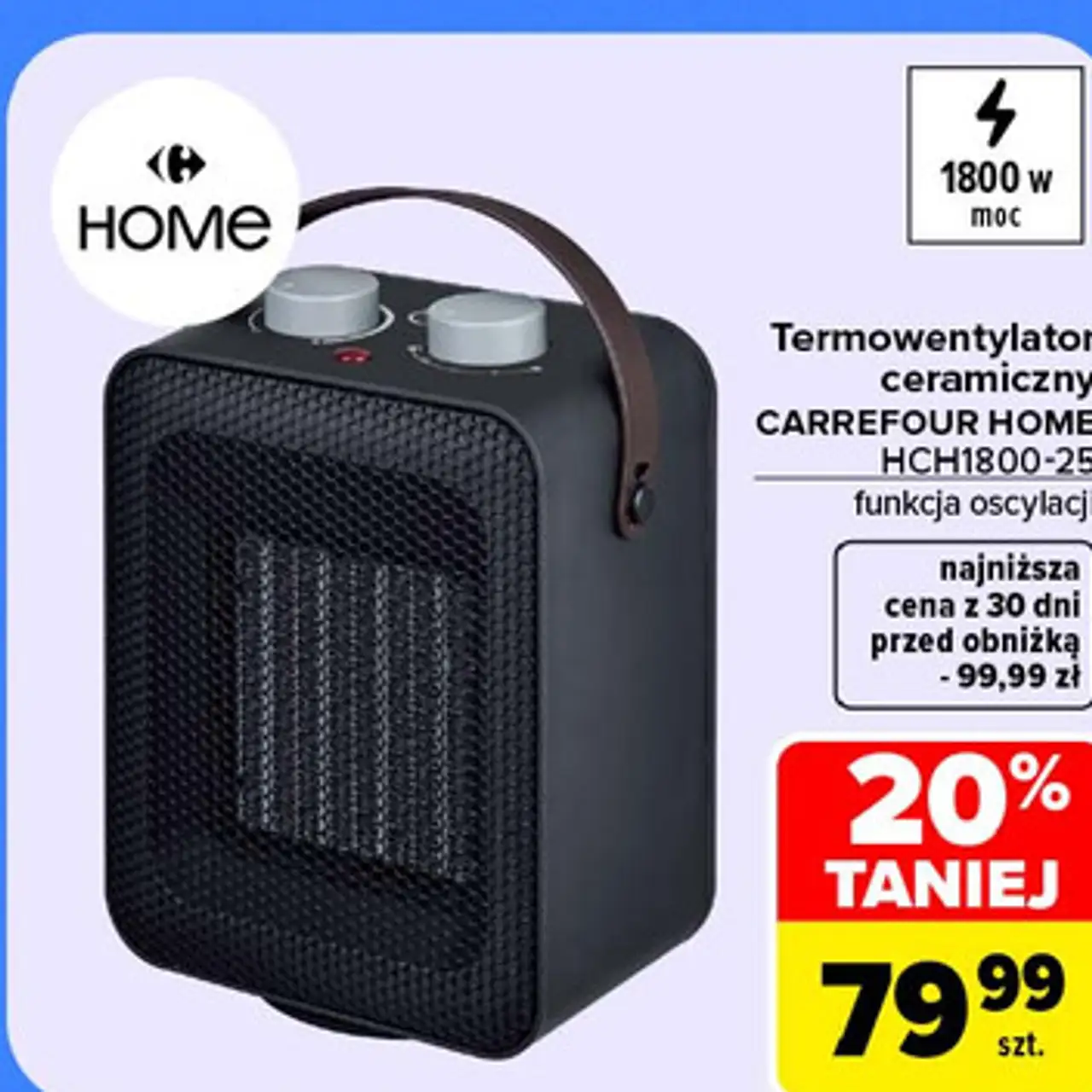 Termowentylator ceramiczny CARREFOUR HOME HCH1800-25