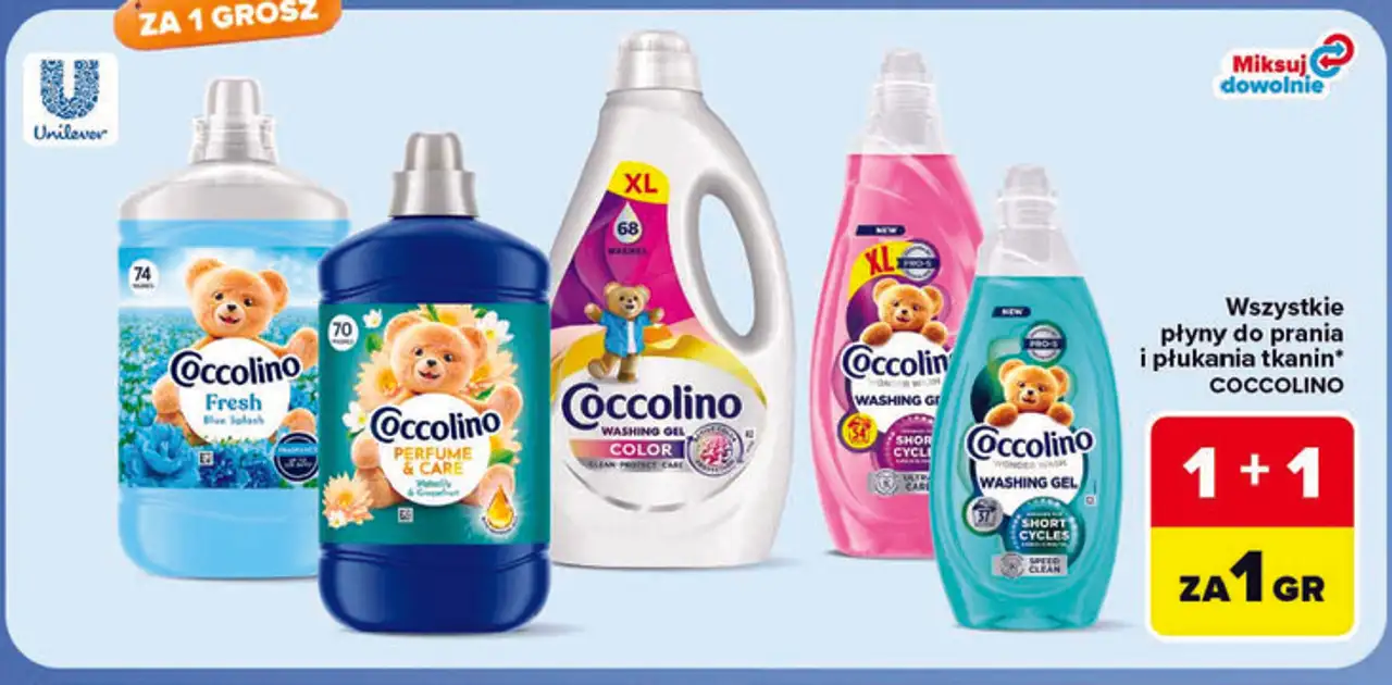 Wszystkie płyny do prania i płukania tkanin Coccolino