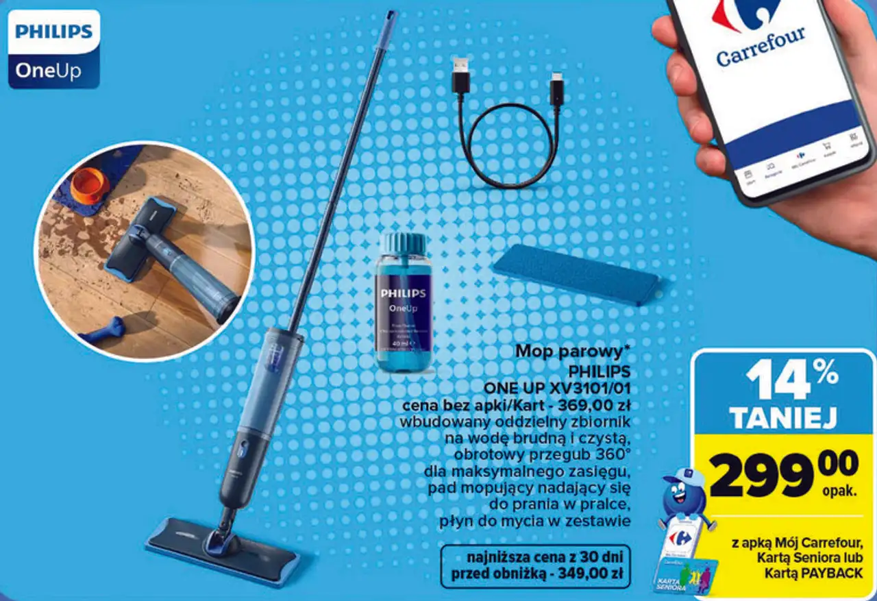Mop parowy PHILIPS ONE UP XV3101/01