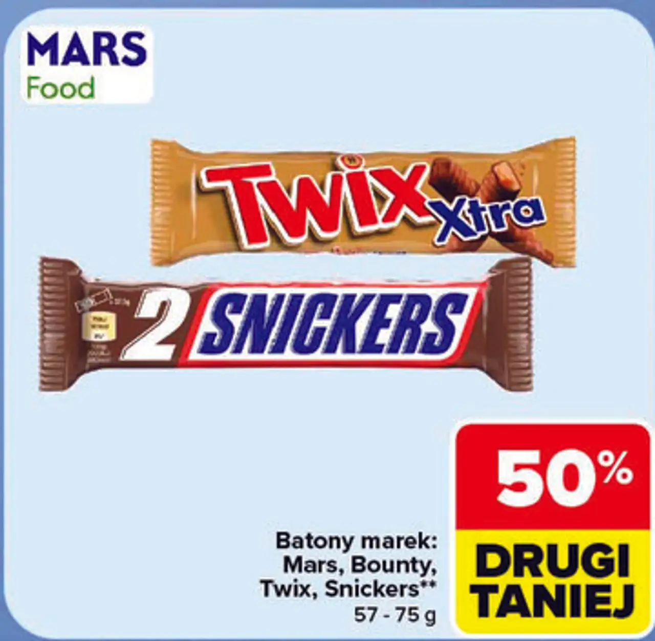 Batony marek: Mars, Bounty, Twix, Snickers
