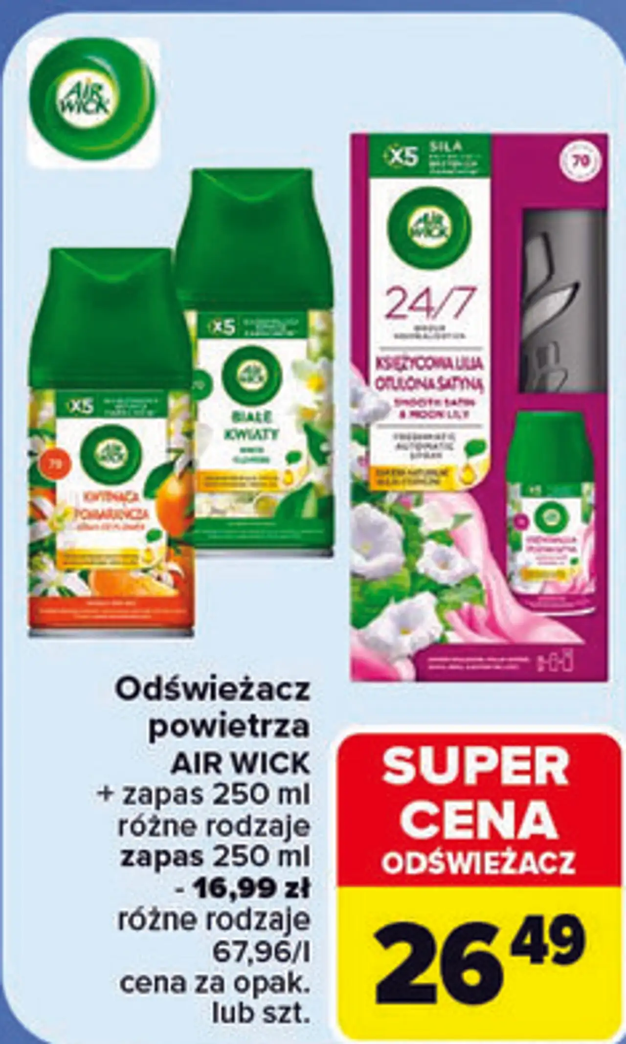 Odświeżacz powietrza Air Wick + zapas 250 ml lub zapas 250 ml