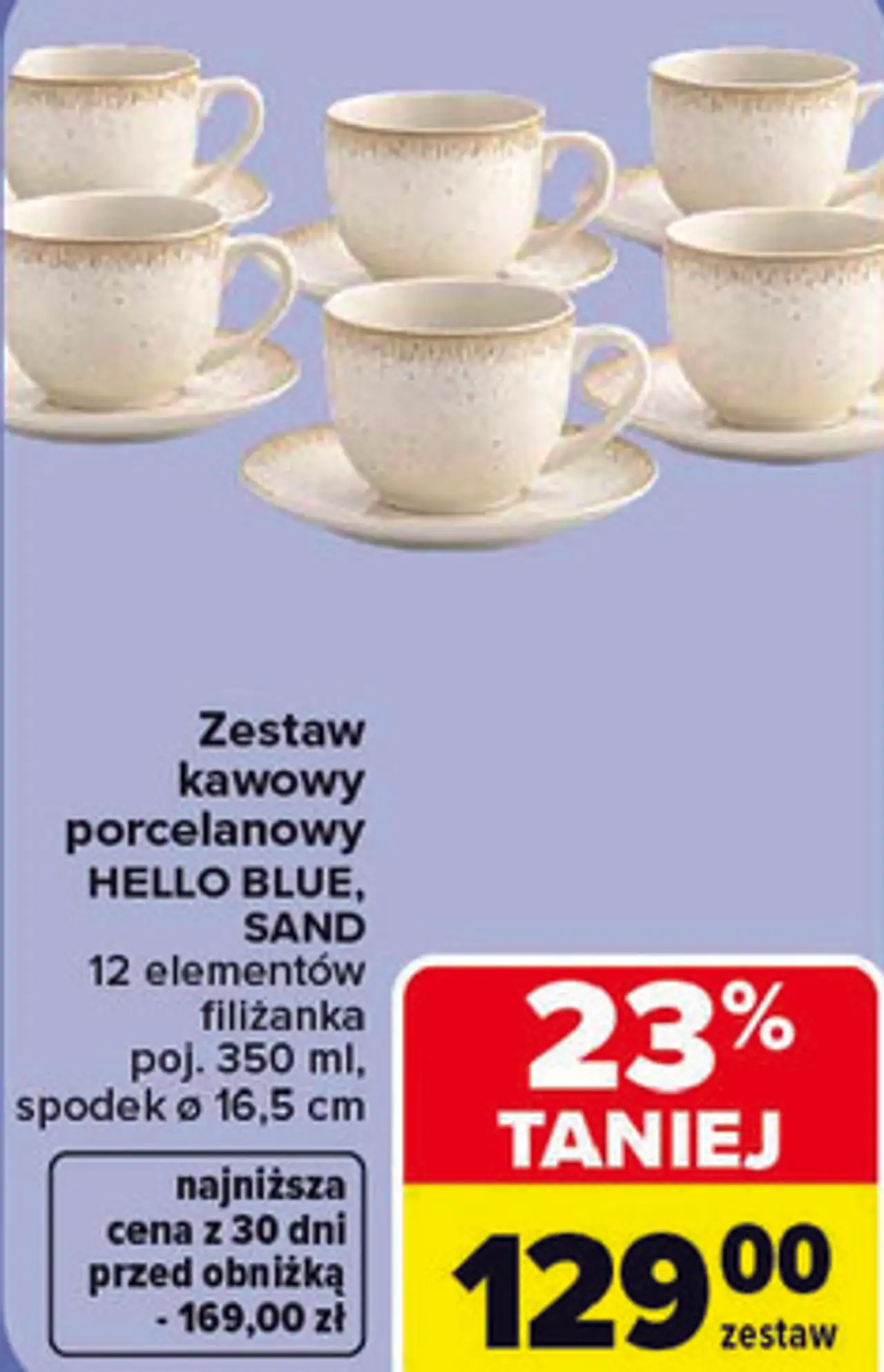 Zestaw kawowy porcelanowy HELLO BLUE, SAND
