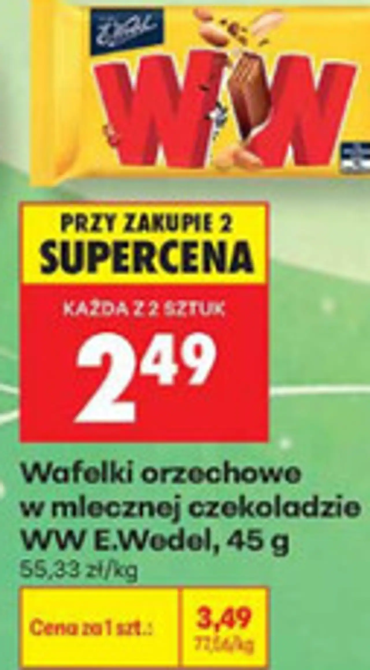 Wafelki orzechowe w mlecznej czekoladzie WW E.Wedel, 45 g