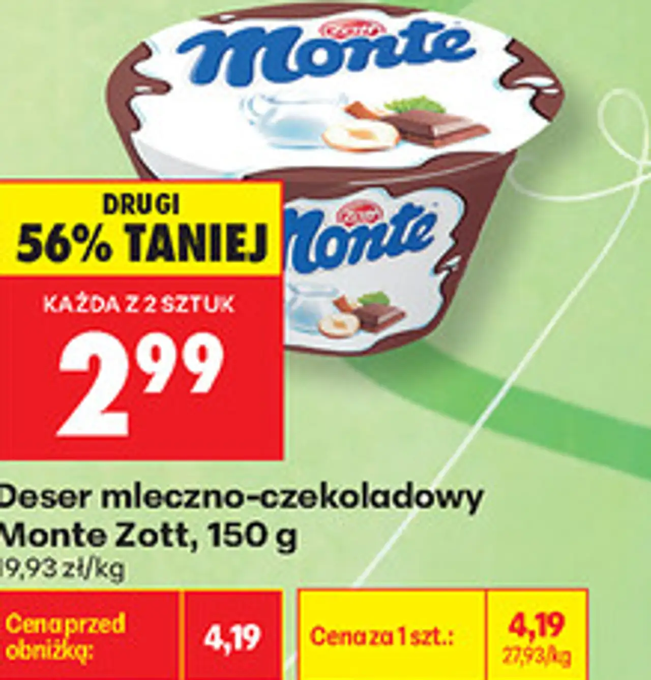 Deser mleczno-czekoladowy Monte Zott, 150 g