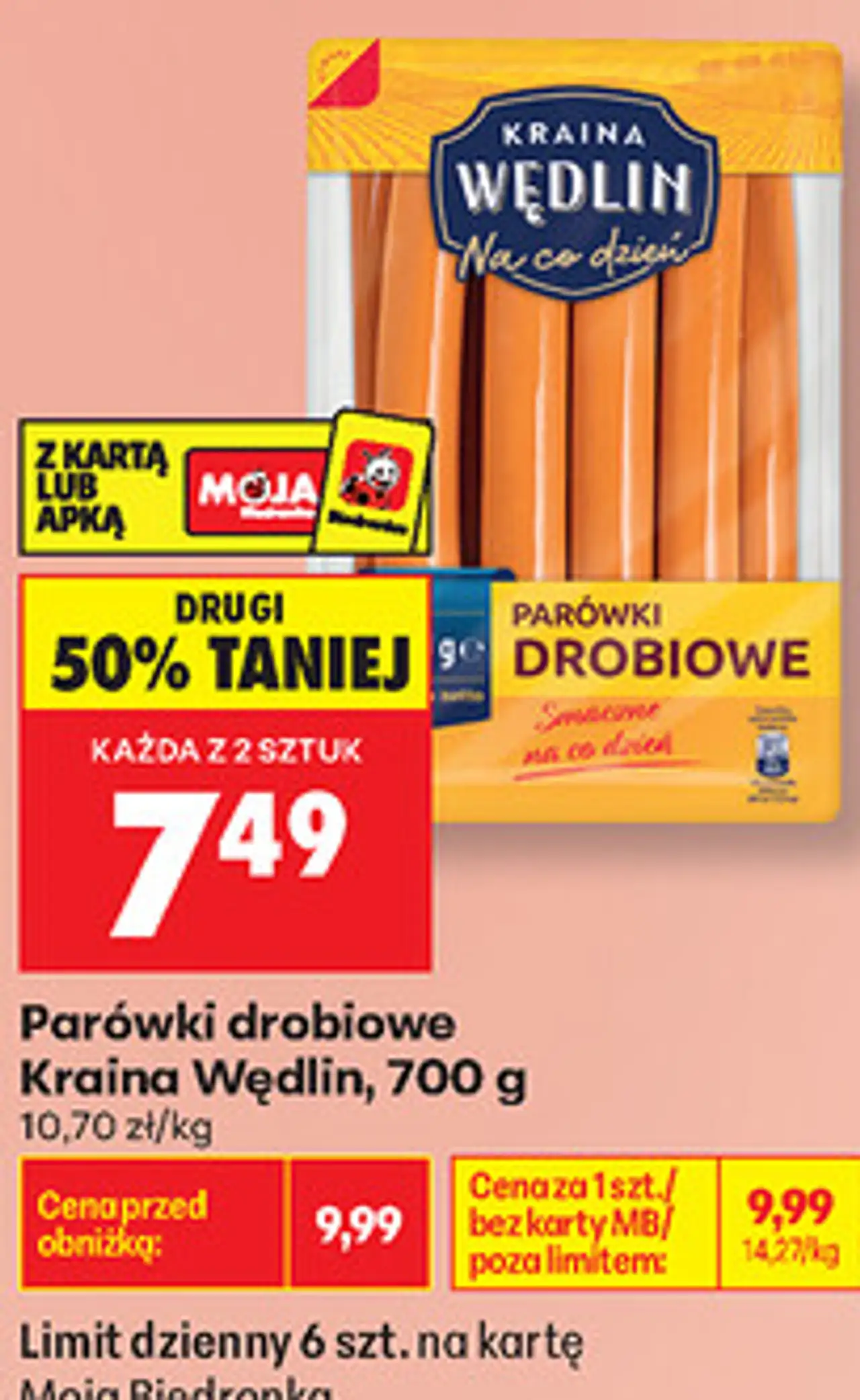 Parówki drobiowe Kraina Wędlin, 700 g