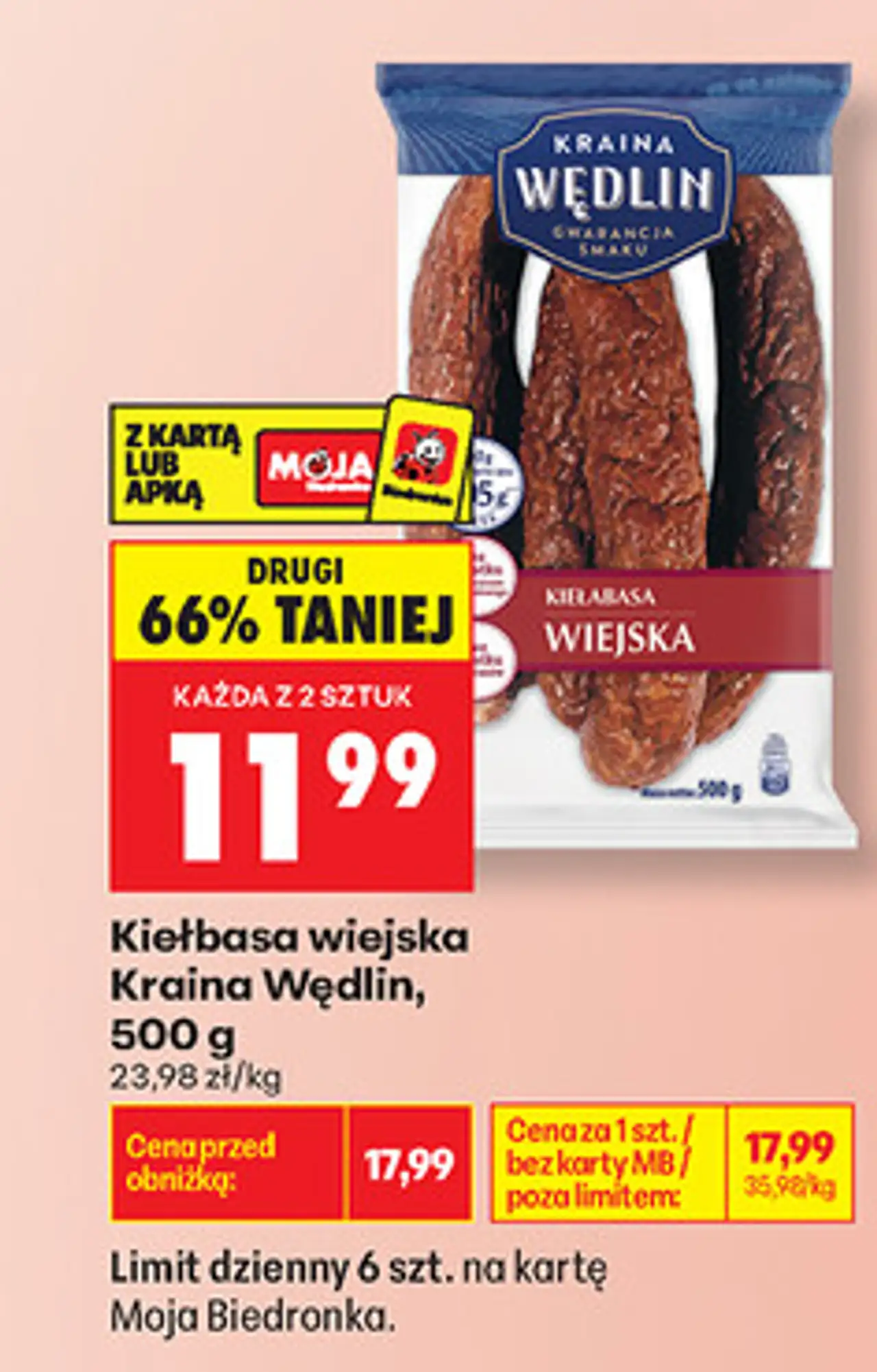 Kiełbasa wiejska Kraina Wędlin, 500 g