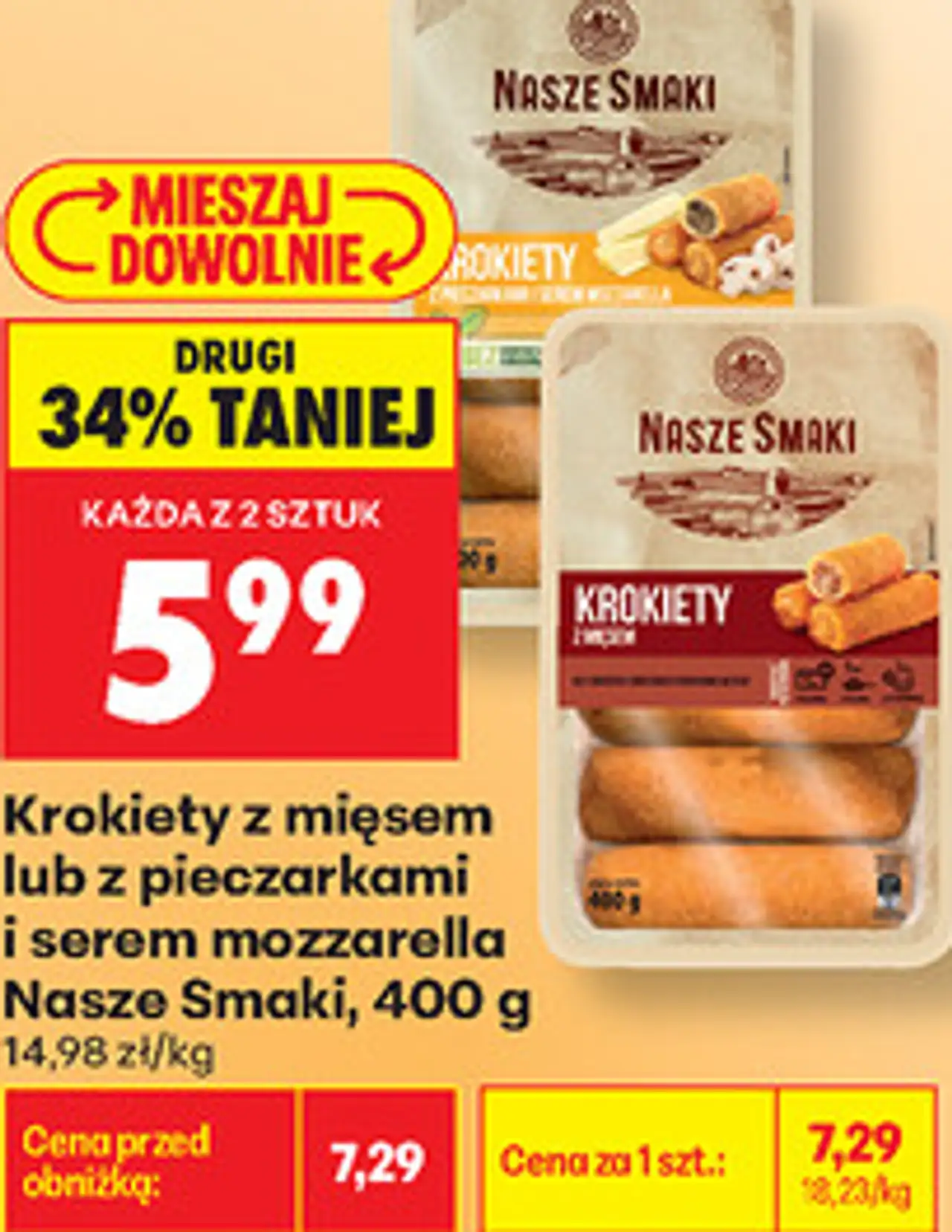 Krokiety z mięsem lub z pieczarkami i serem mozzarella Nasze Smaki