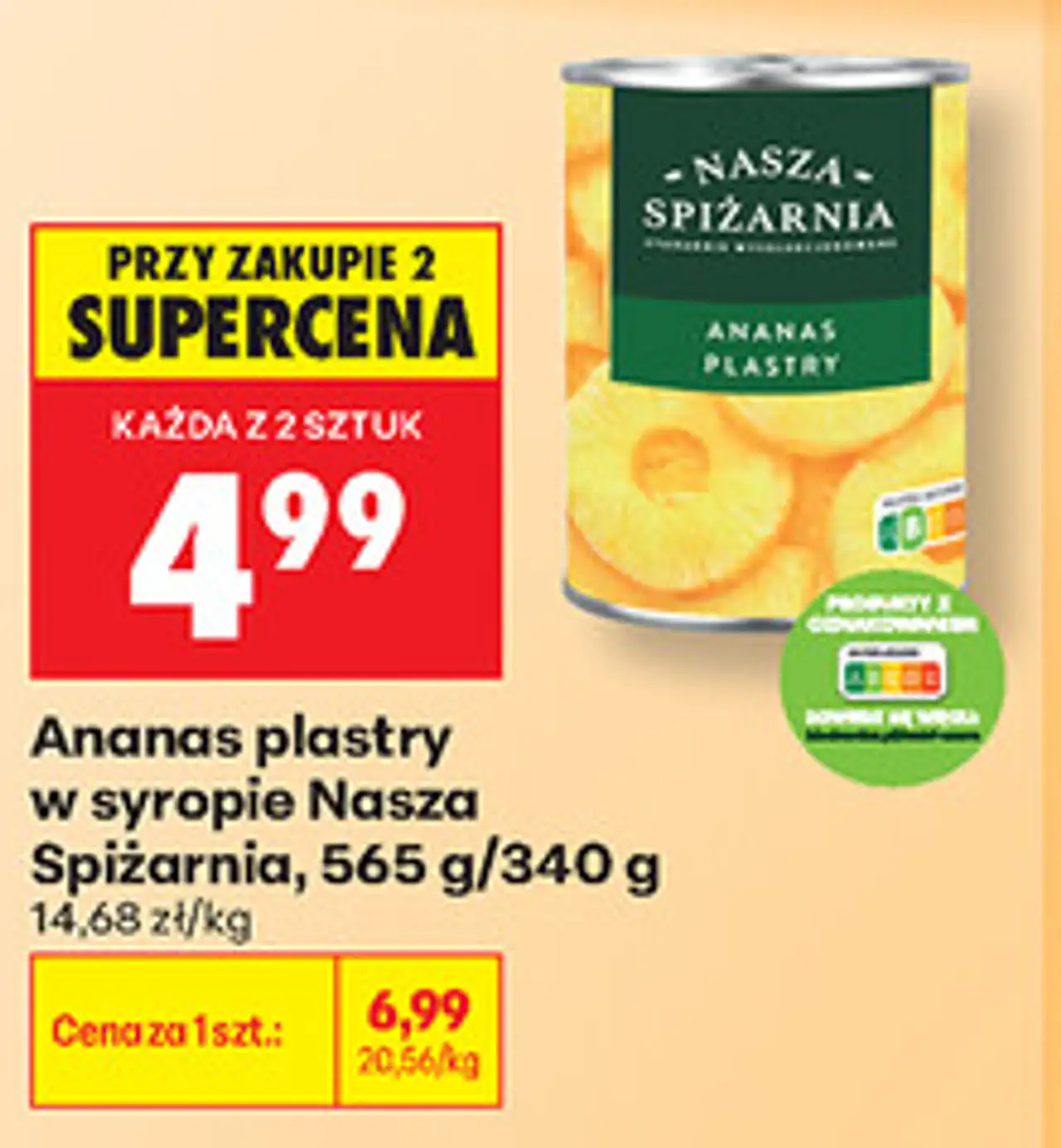 Ananas plastry w syropie Nasza Spiżarnia, 565 g/340 g