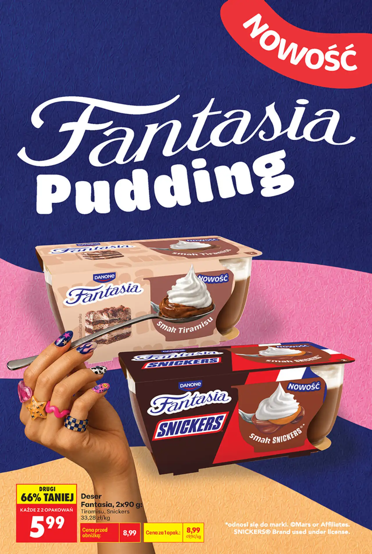 Deser Danone Fantasia Pudding Tiramisu, Snickers