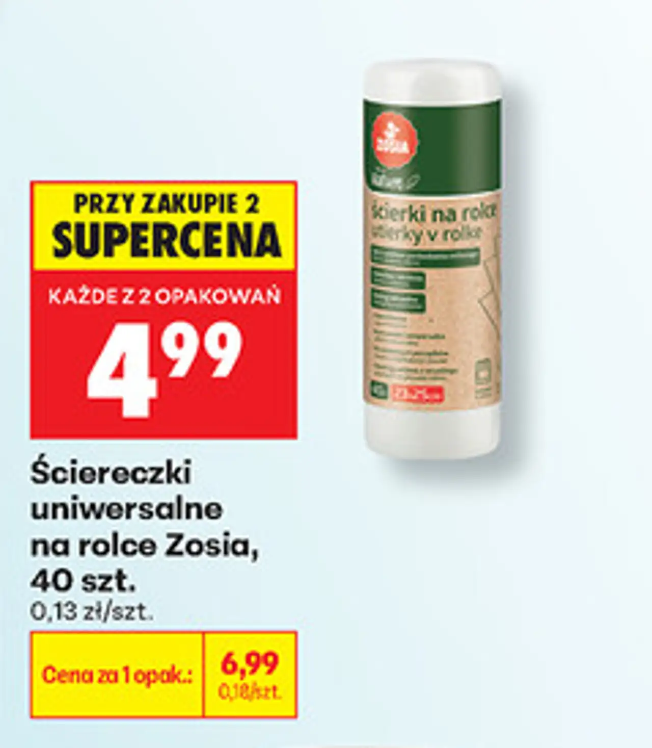 Ściereczki uniwersalne na rolce Zosia, 40 szt.