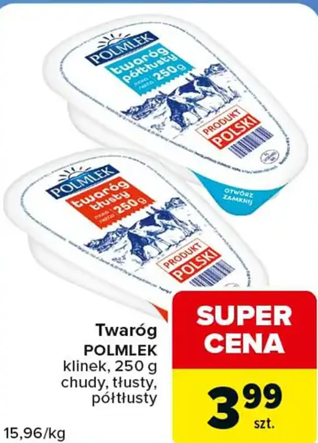 Twaróg Polmlek klinek chudy, tłusty, półtłusty