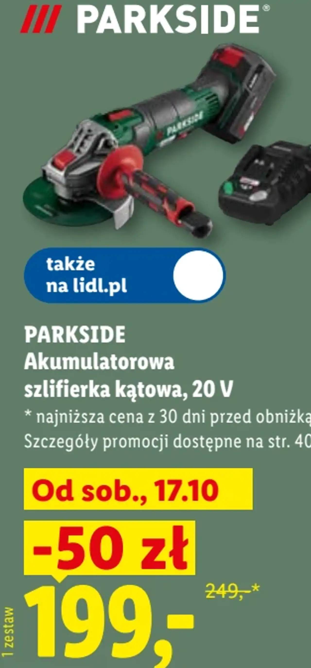 PARKSIDE Akumulatorowa szlifierka kątowa, 20 V