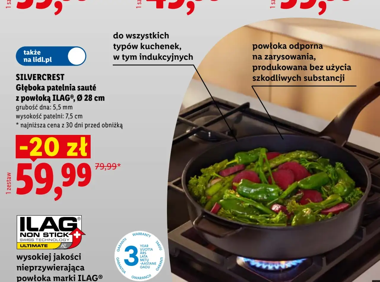 SILVERCREST Głęboka patelnia sauté z powłoką ILAG® Ø 28 cm