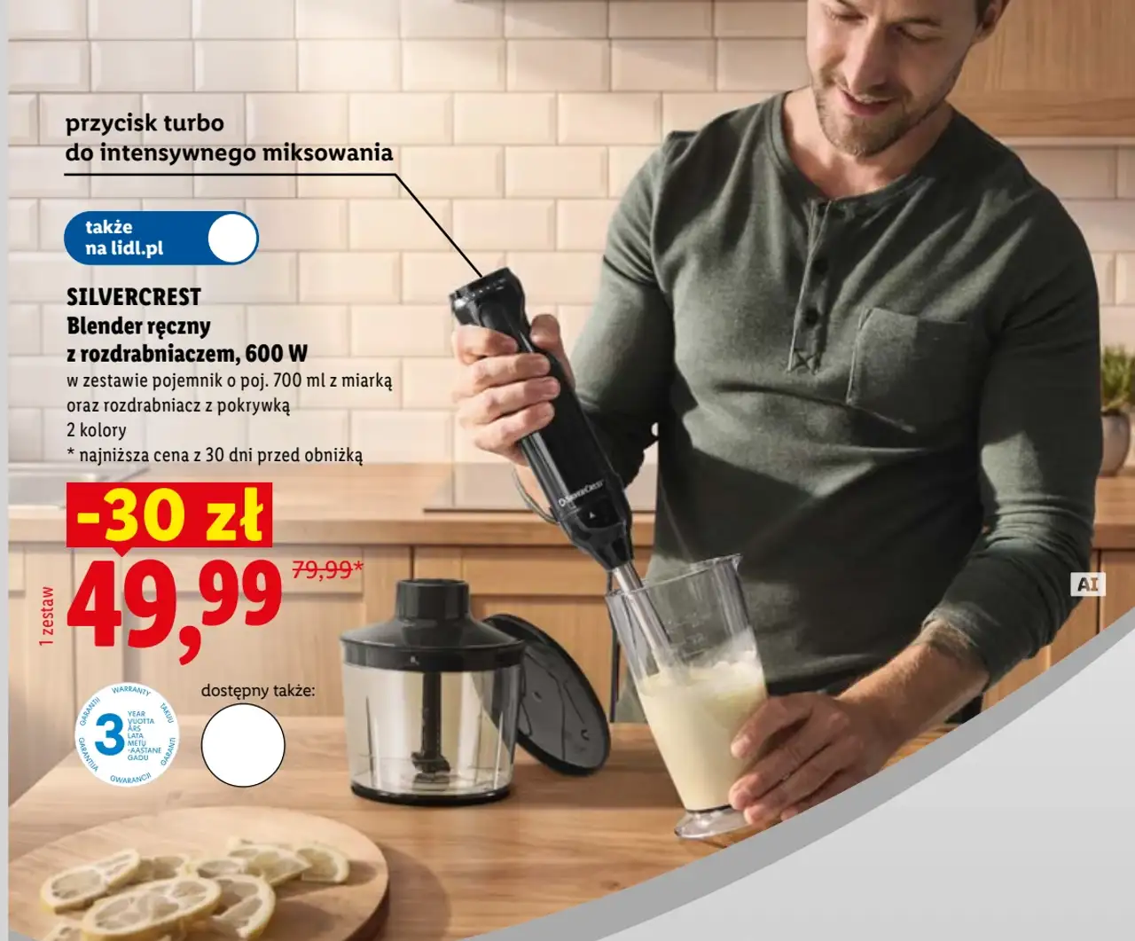 SILVERCREST Blender ręczny z rozdrabniaczem, 600 W