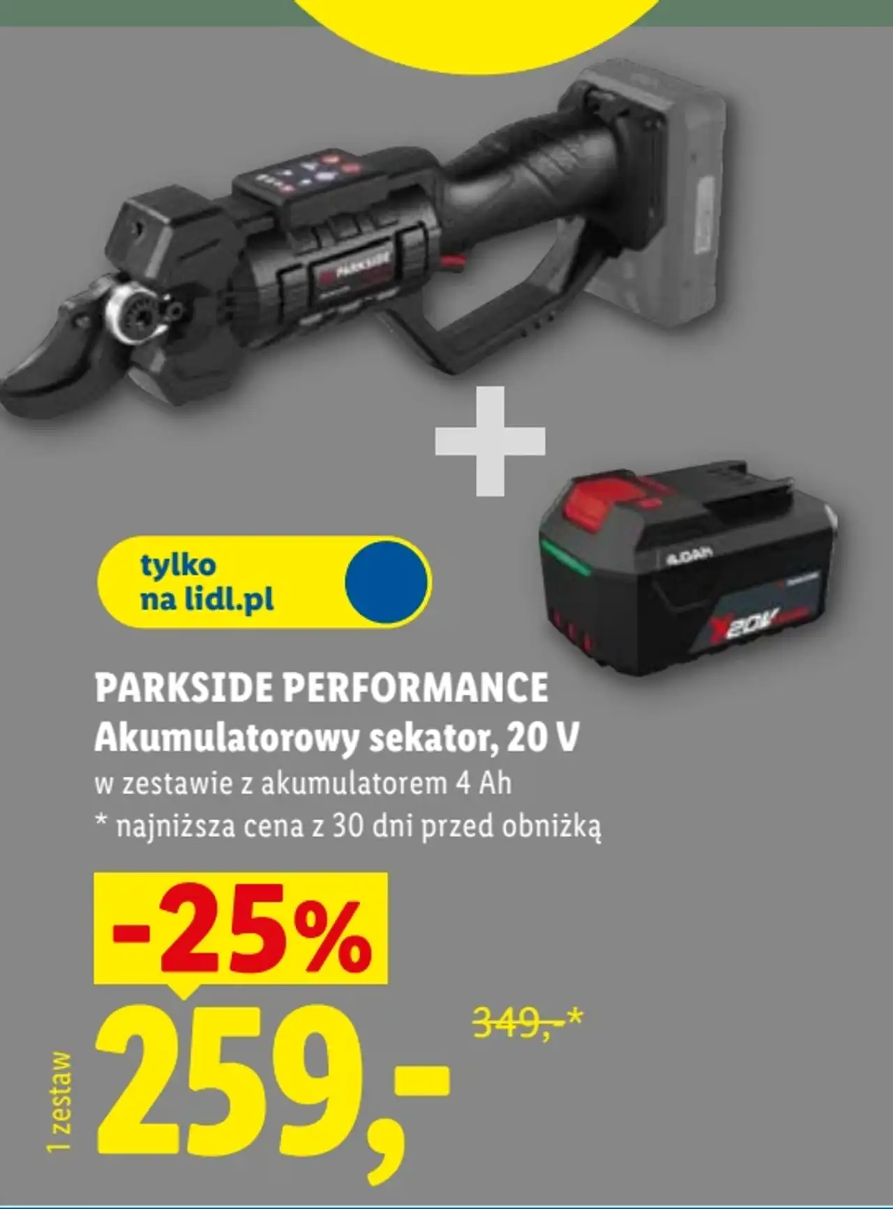 PARKSIDE PERFORMANCE Akumulatorowy sekator, 20 V