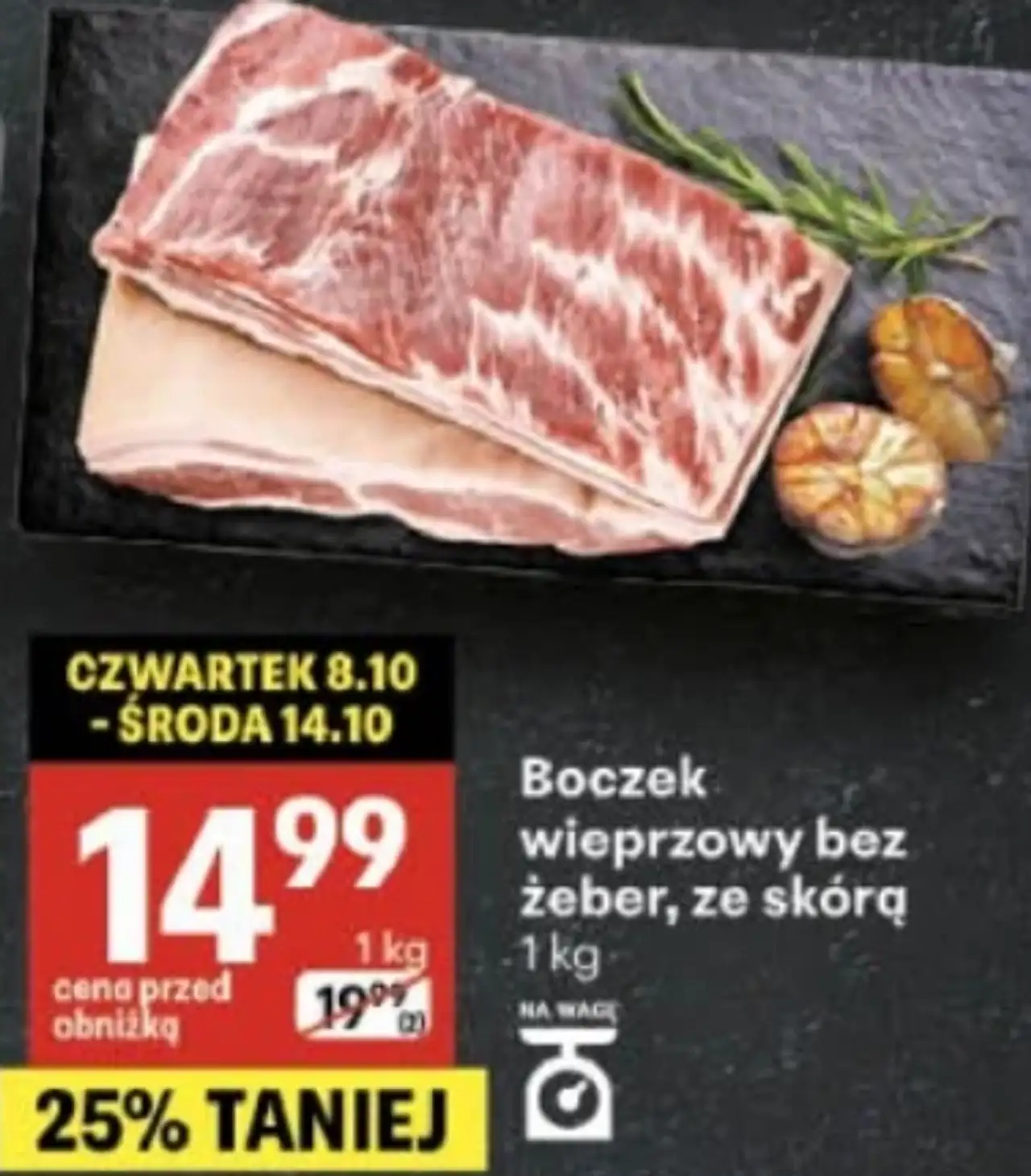 Boczek wieprzowy bez żeber, ze skórą