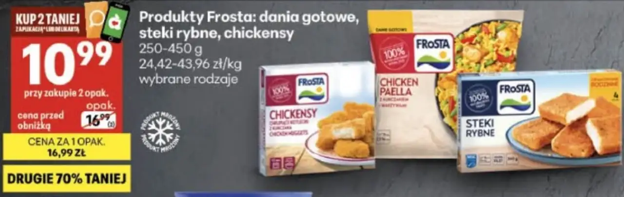 Produkty Frosta: dania gotowe, steki rybne, chickensy