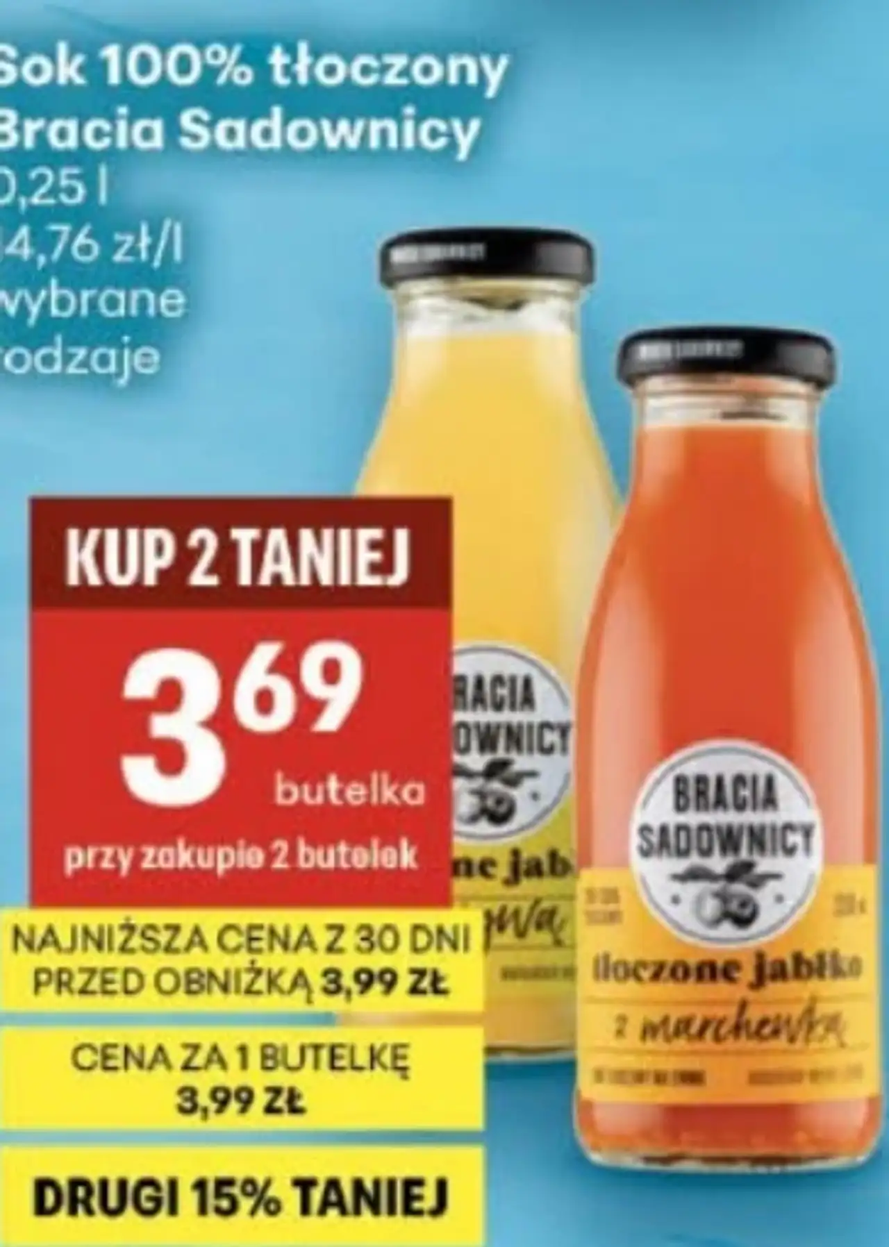 Sok 100% tłoczony Bracia Sadownicy 0,25 l
