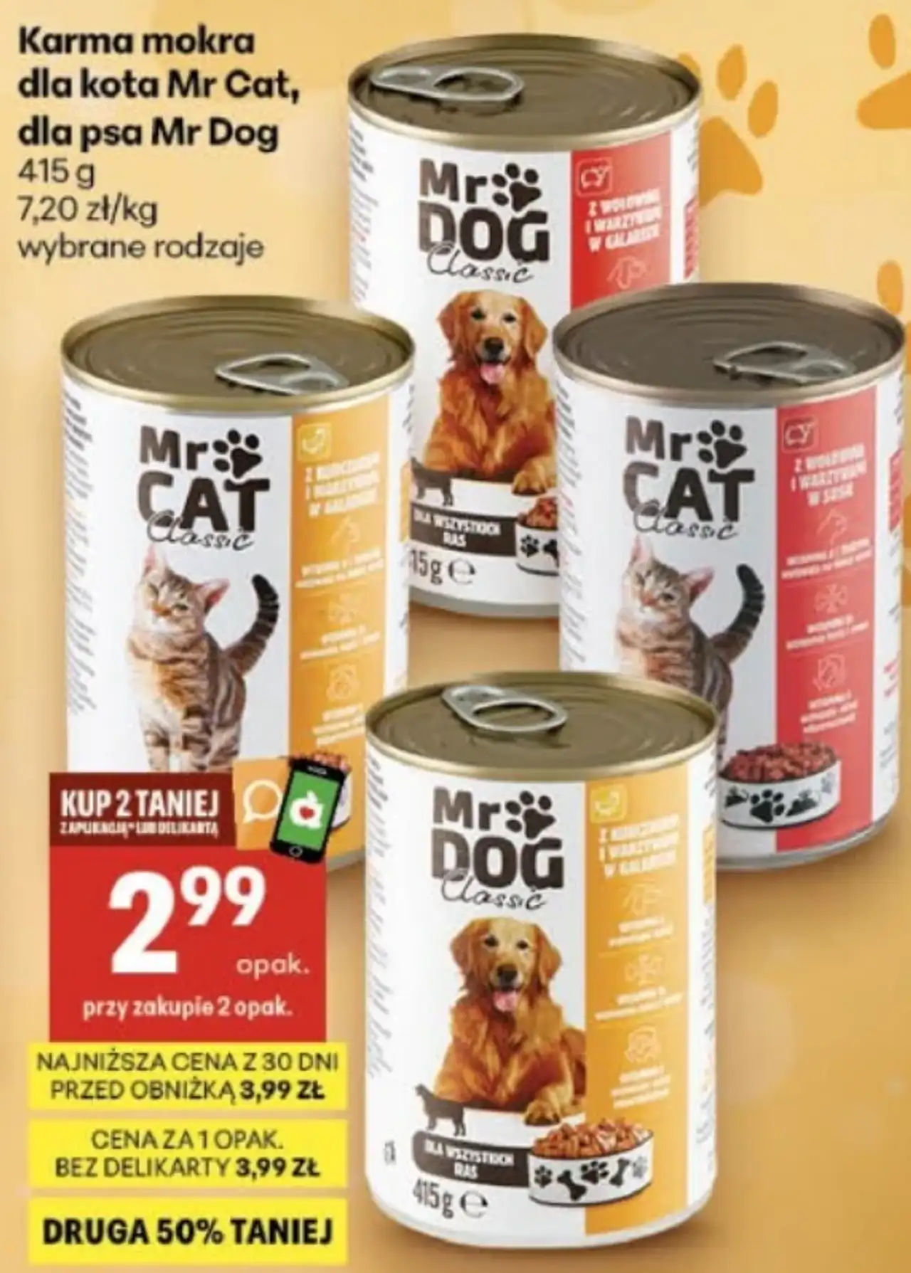 Karma mokra dla kota Mr Cat lub dla psa Mr Dog
