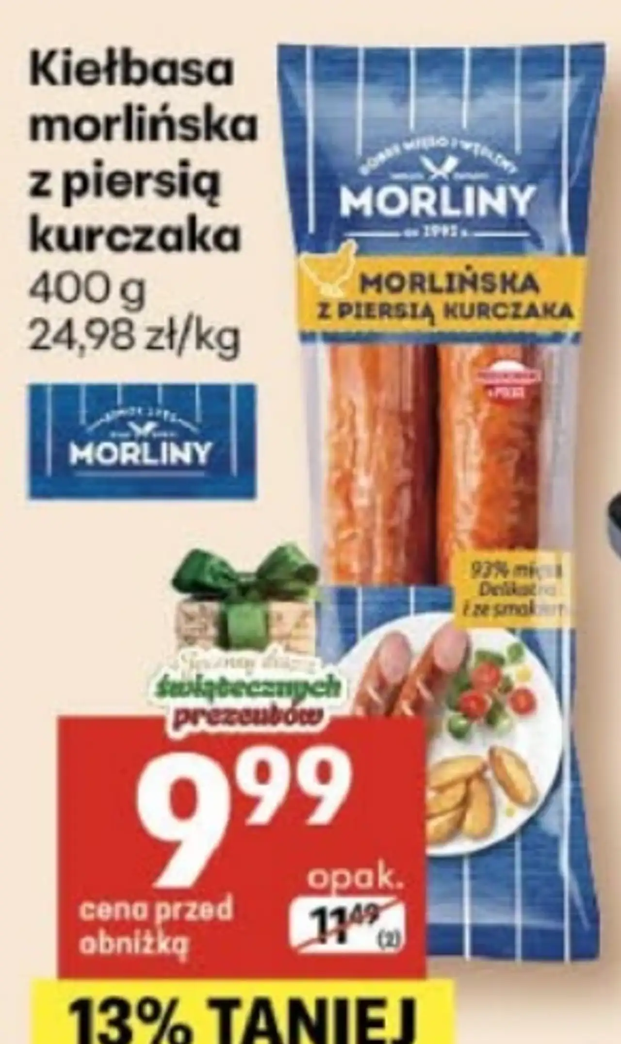 Kiełbasa morlińska z piersią kurczaka Morliny