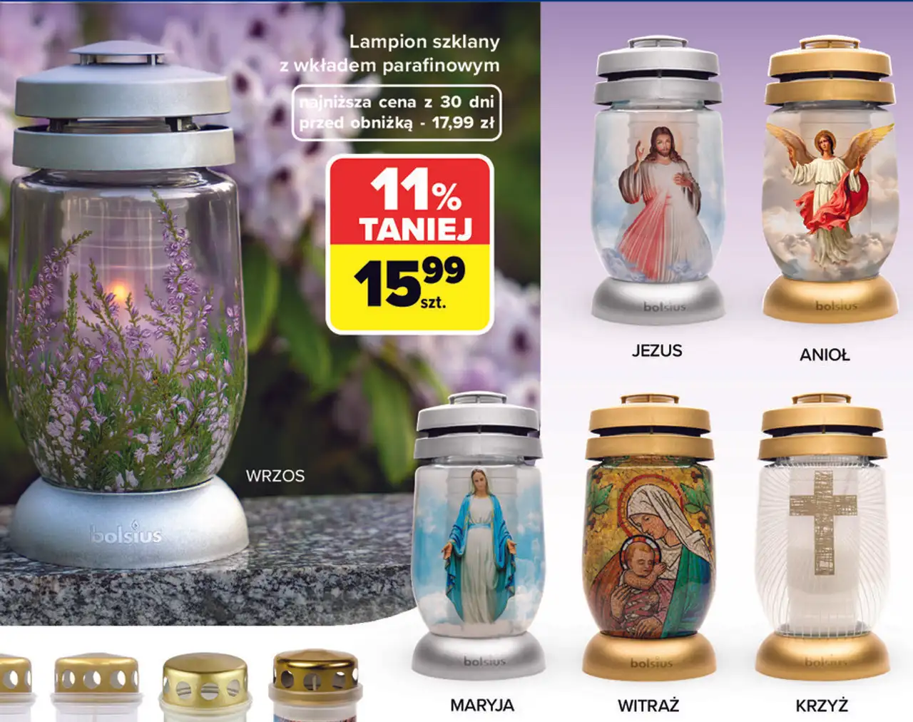 Bolsius Lampion szklany z wkładem parafinowym