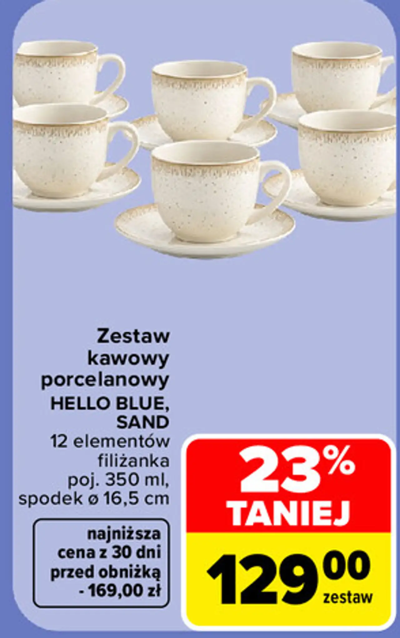 Zestaw kawowy porcelanowy HELLO BLUE, SAND