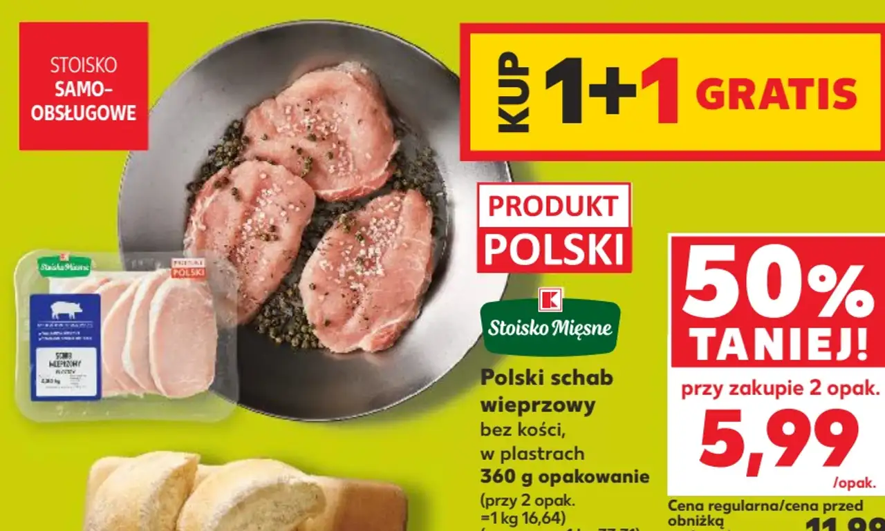 Kaufland Stoisko Mięsne Polski schab wieprzowy bez kości, w plastrach 360 g