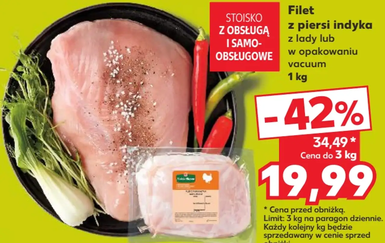 Filet z piersi indyka z lady lub w opakowaniu vacuum