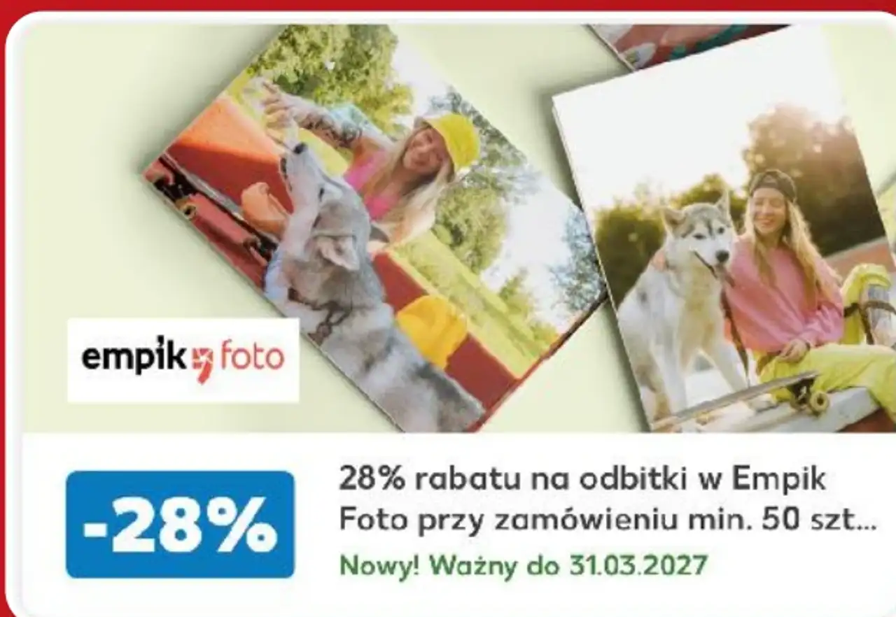 28% rabatu na odbitki w Empik Foto przy zamówieniu min. 50 szt.