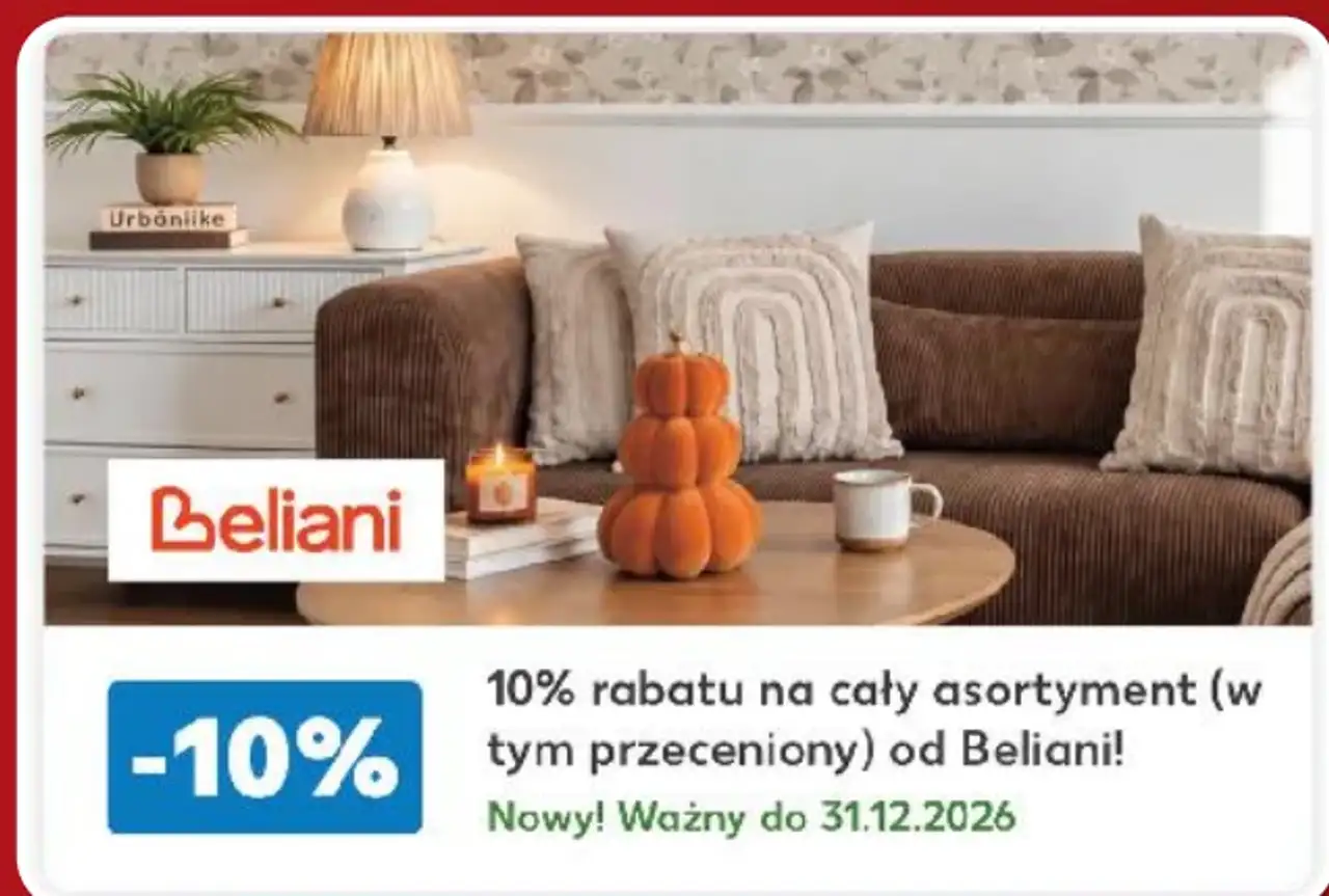 10% rabatu na cały asortyment (w tym przeceniony) od Beliani