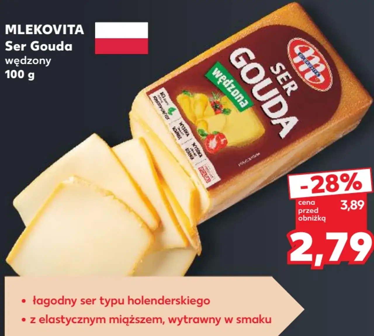 MLEKOVITA Ser Gouda wędzony