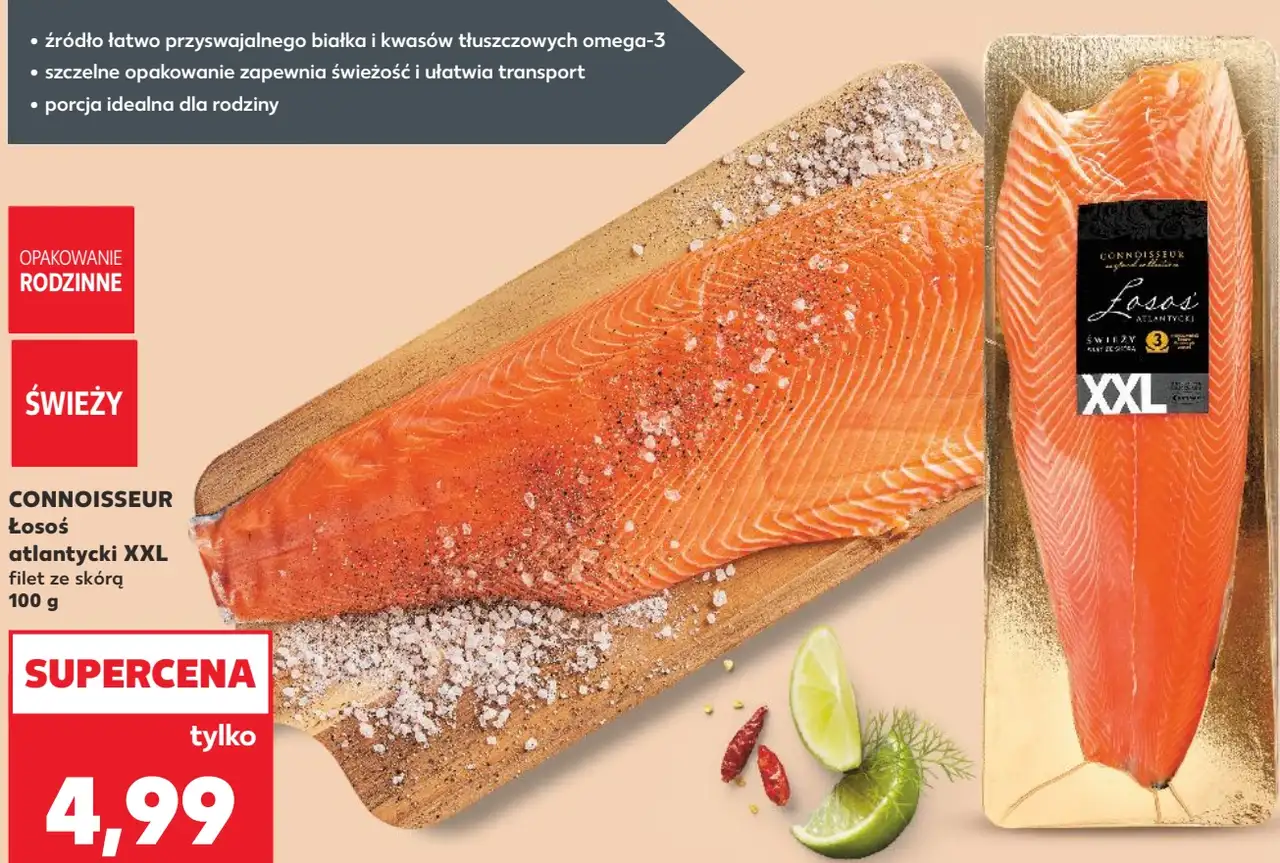 CONNOISSEUR Łosoś atlantycki XXL filet ze skórą