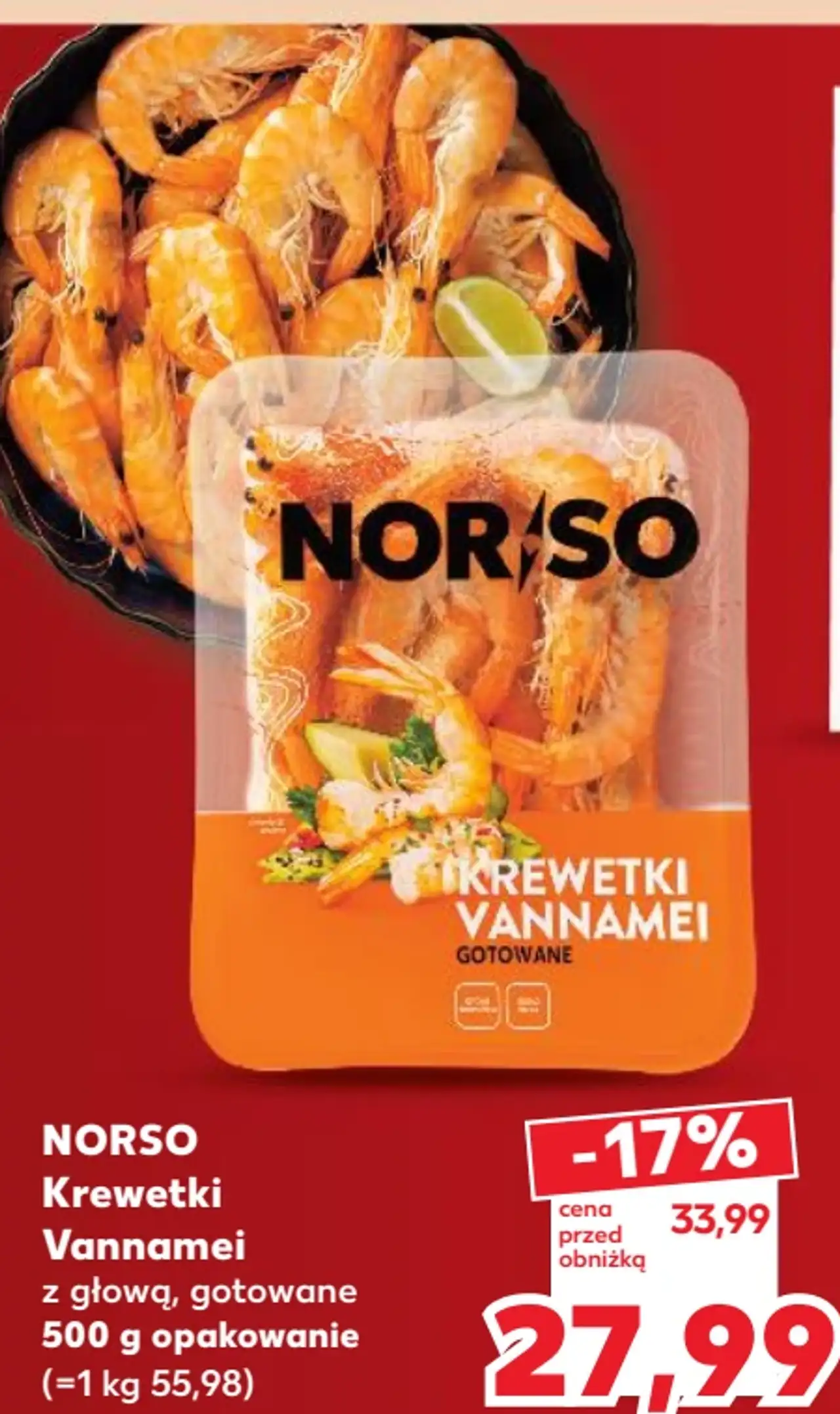 Norso Krewetki Vannamei z głową, gotowane
