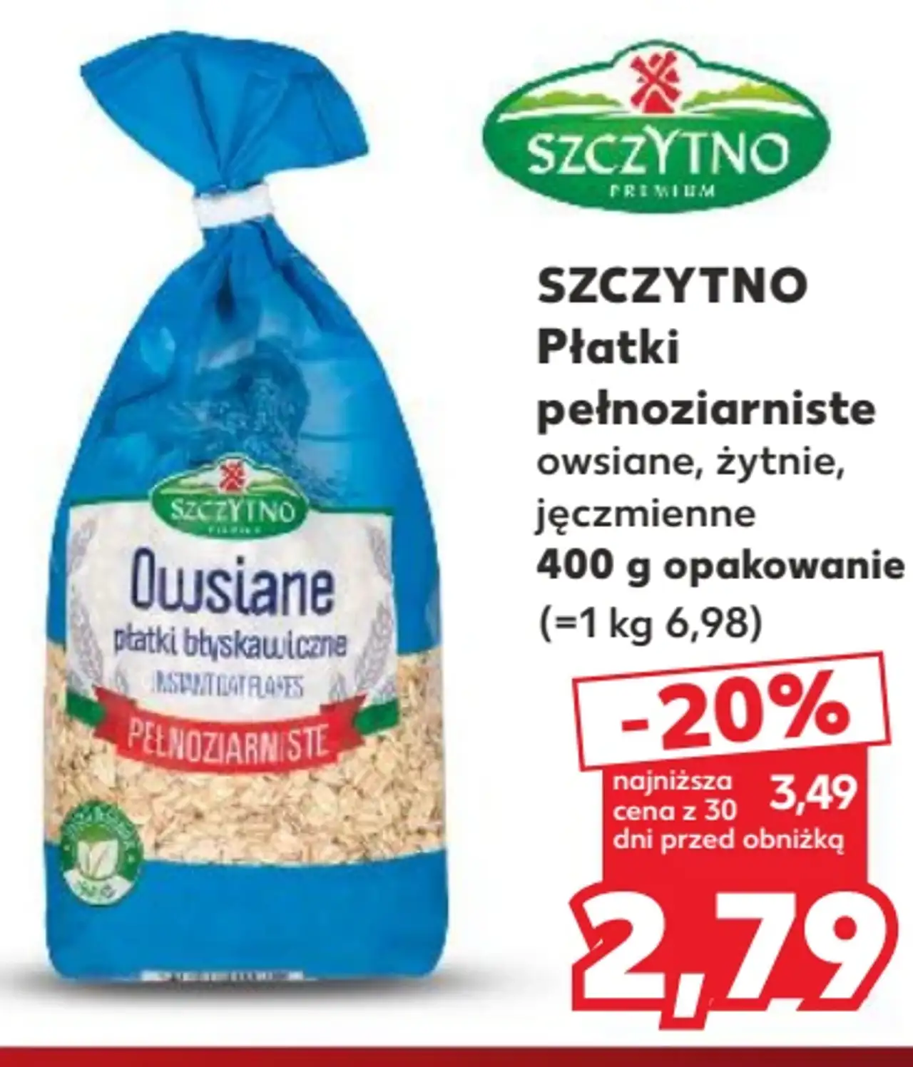 Szczytno Płatki pełnoziarniste owsiane, żytnie, jęczmienne