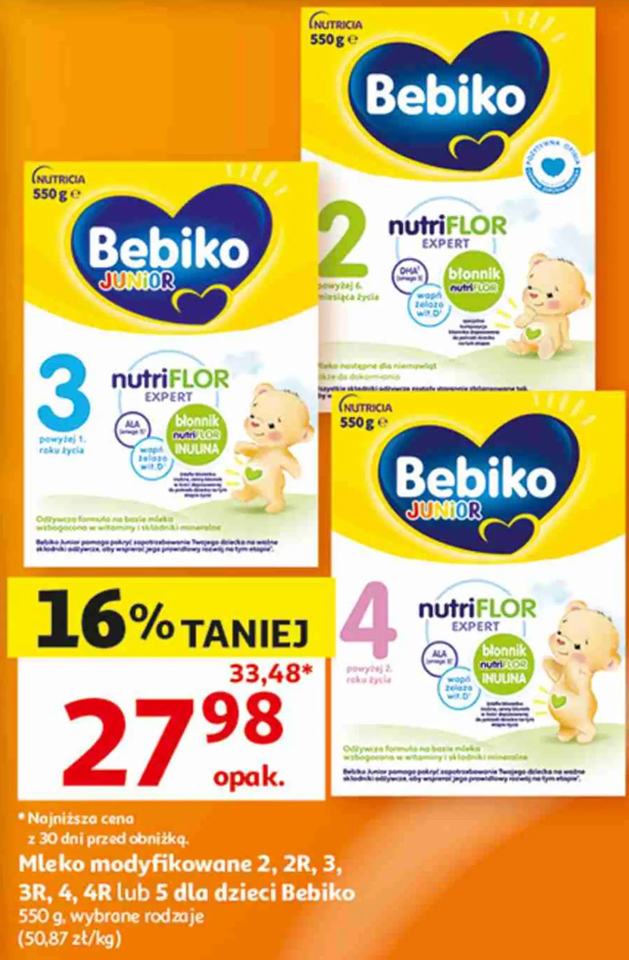 Mleko modyfikowane 2, 2R, 3, 3R, 4, 4R lub 5 dla dzieci Bebiko