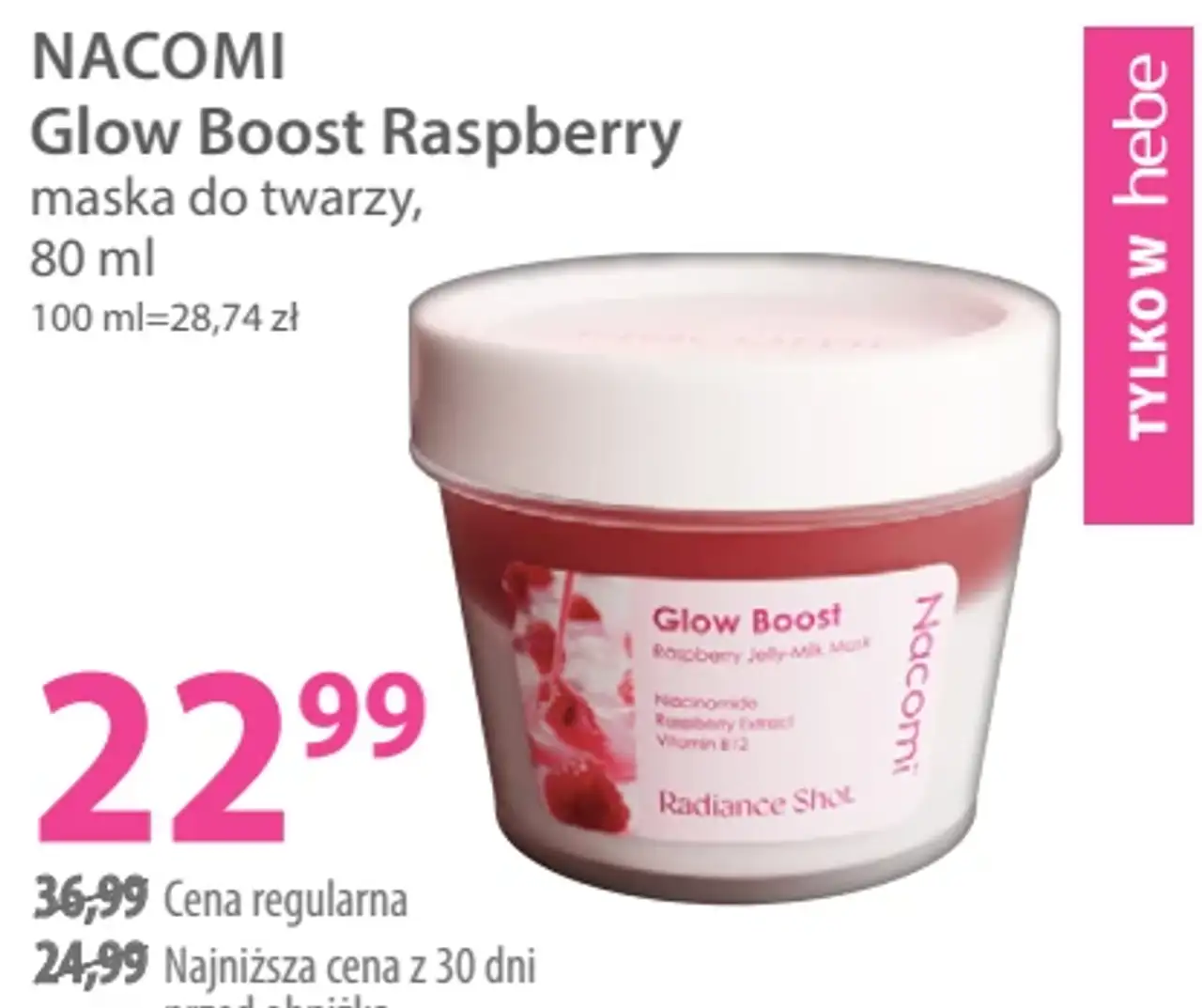 NACOMI Glow Boost Raspberry maska do twarzy