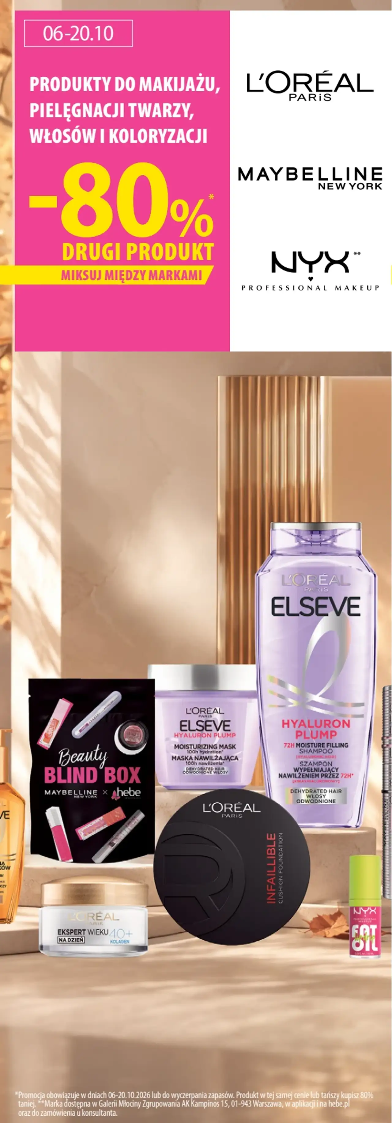Produkty do makijażu, pielęgnacji twarzy, włosów i koloryzacji L'Oréal Paris, Maybelline, NYX
